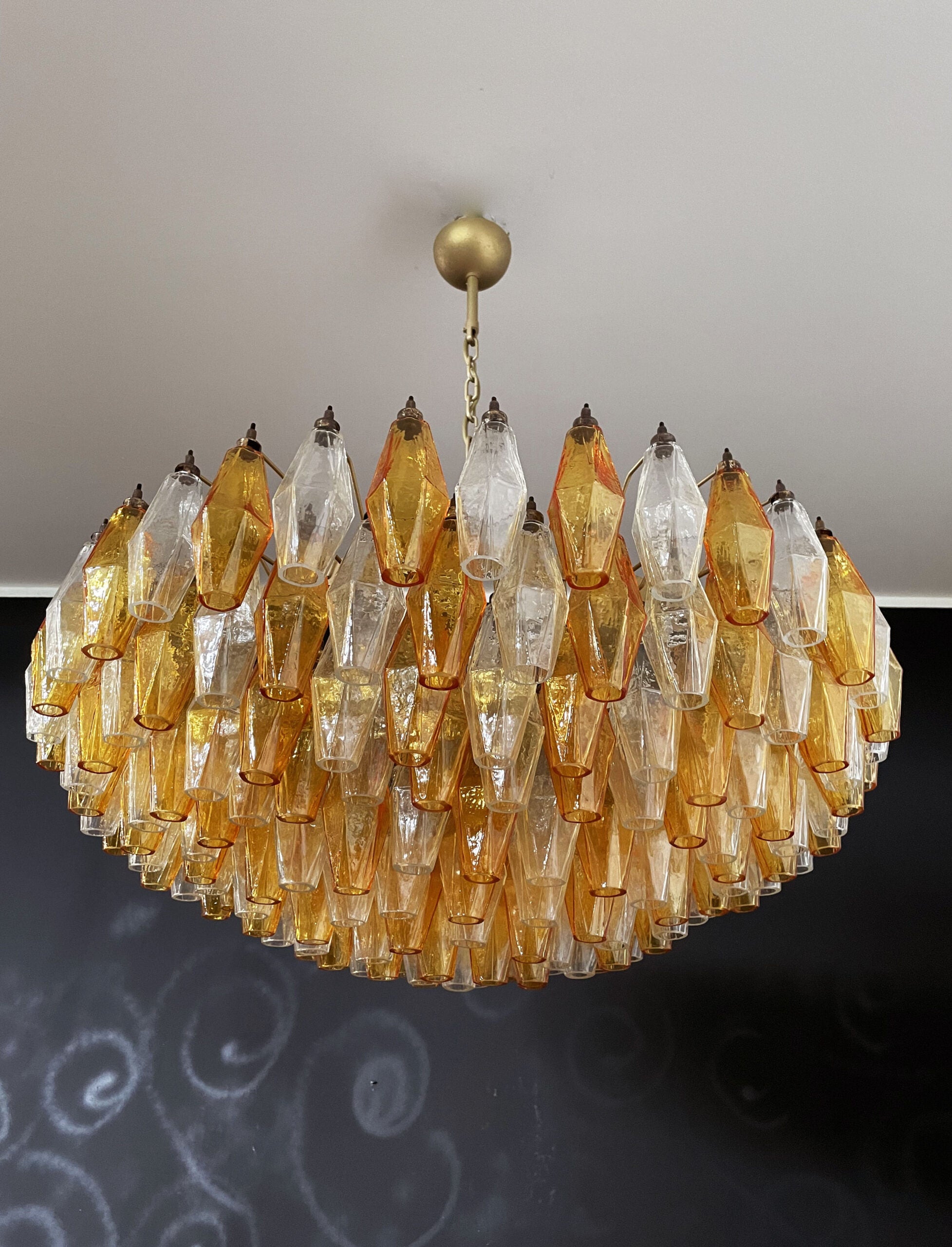Murano Lysekrone – 185 Klare og Gule Poliedriglass – detalj 7 – Murano Classics