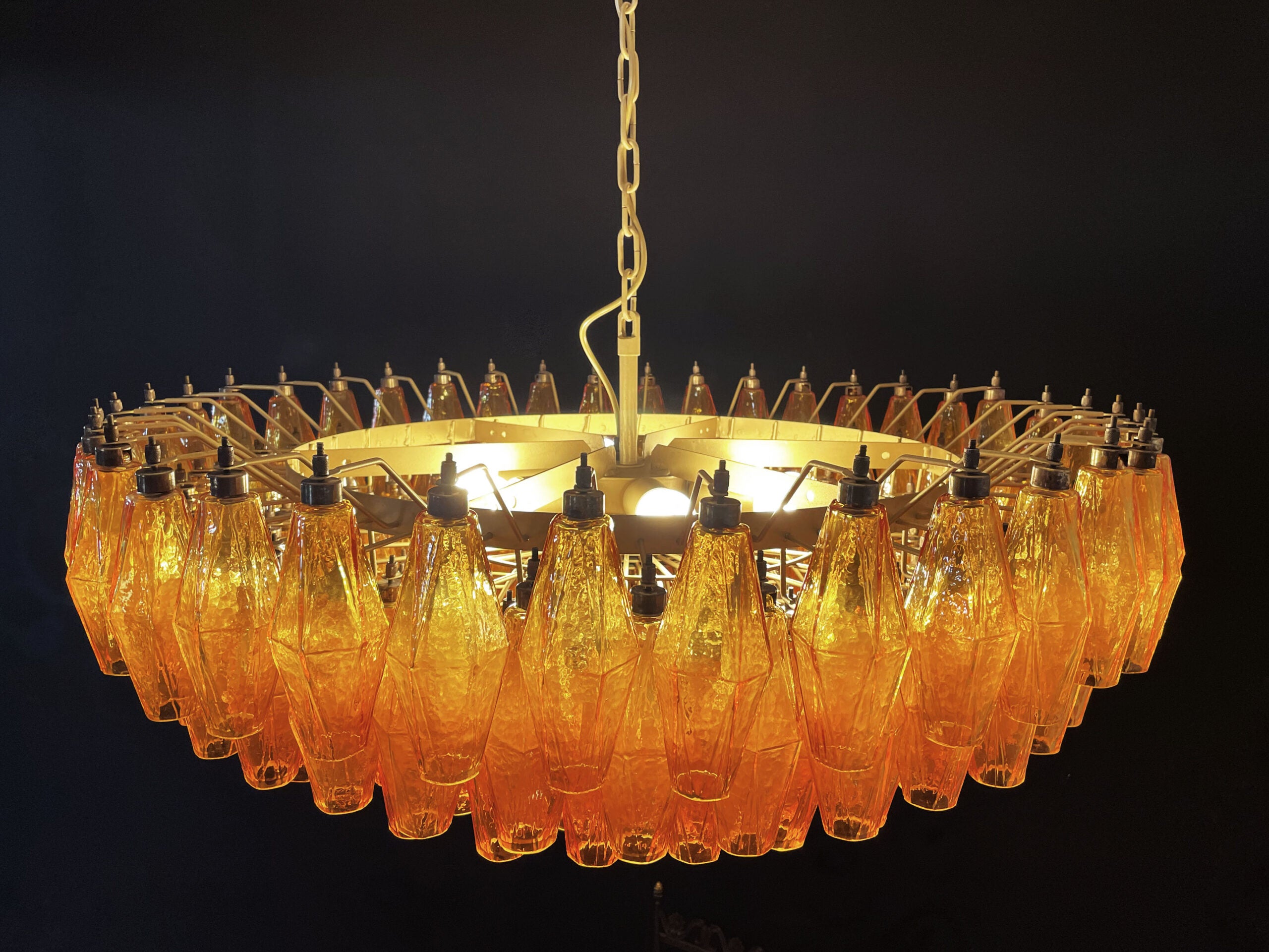 Murano Lysekrone – 185 Gule Poliedriglass – detalj 5 – Murano Classics