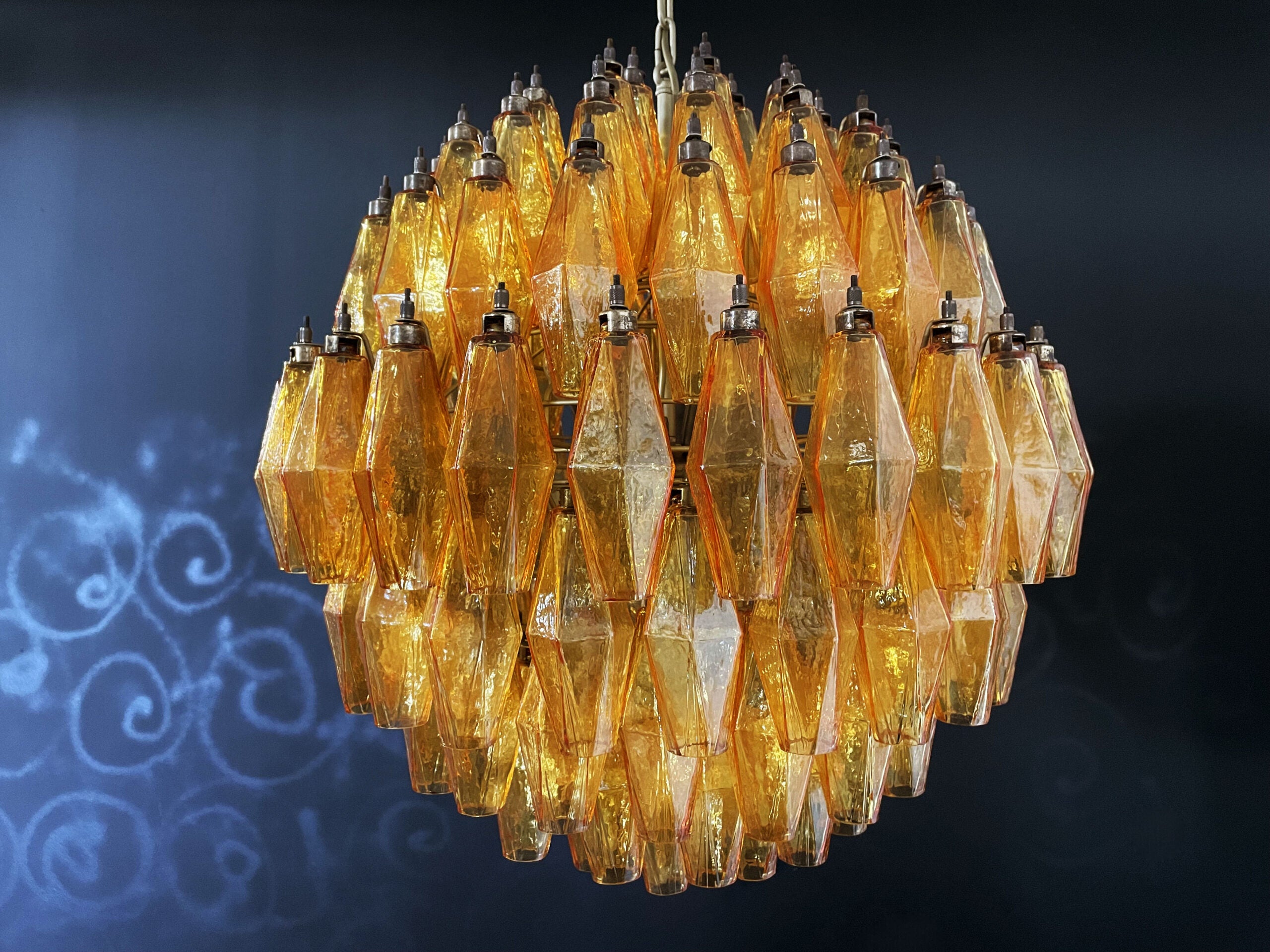 Murano Lysekrone | 140 Gule Poliedriglass