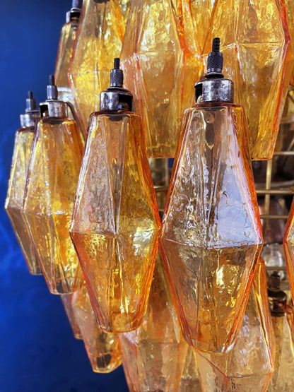 Murano Chandelier | 140 Yellow polyhedral glasses