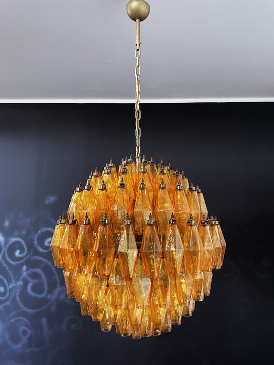 Murano Chandelier | 140 Yellow polyhedral glasses