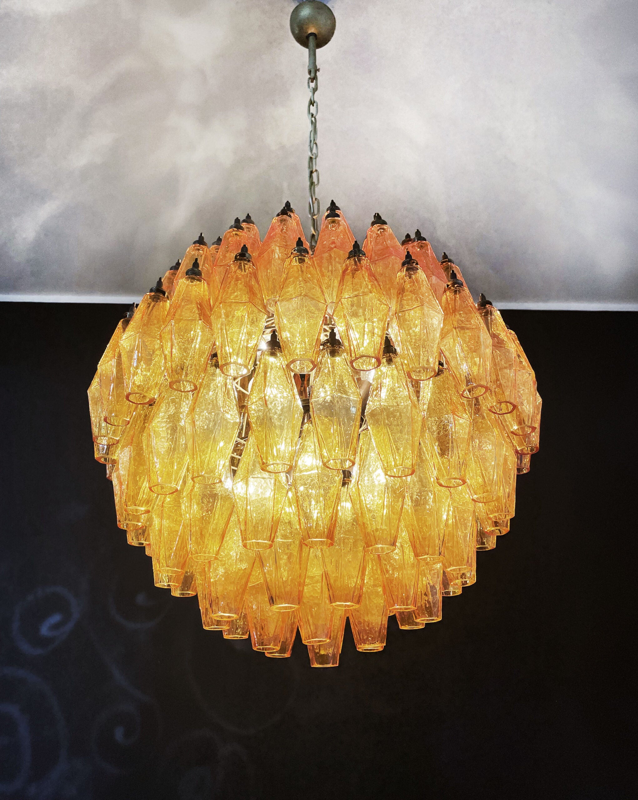 Murano Lysekrone – 140 Gule Poliedriglass – detalj 6 – Murano Classics