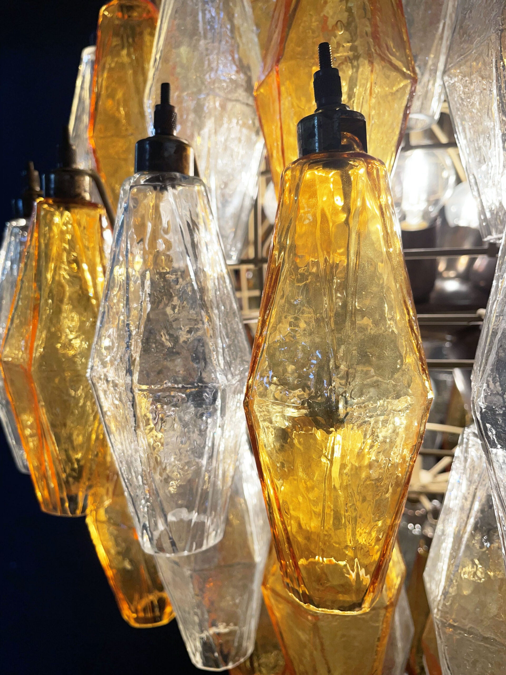 Murano Lysekrone – 140 Klare og Gule Poliedriglass – detalj 7 – Murano Classics