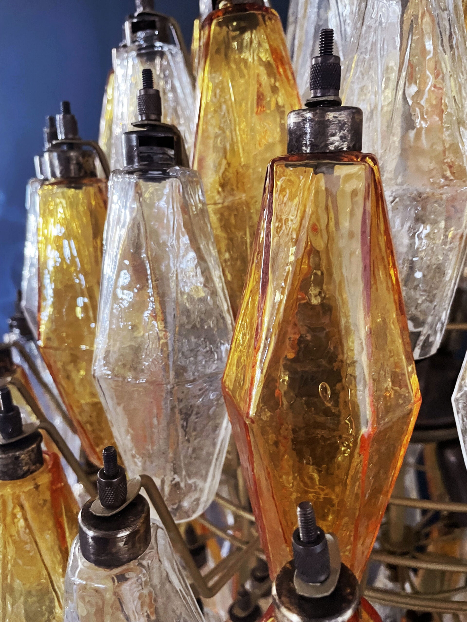Murano Lysekrone – 140 Klare og Gule Poliedriglass – detalj 3 – Murano Classics