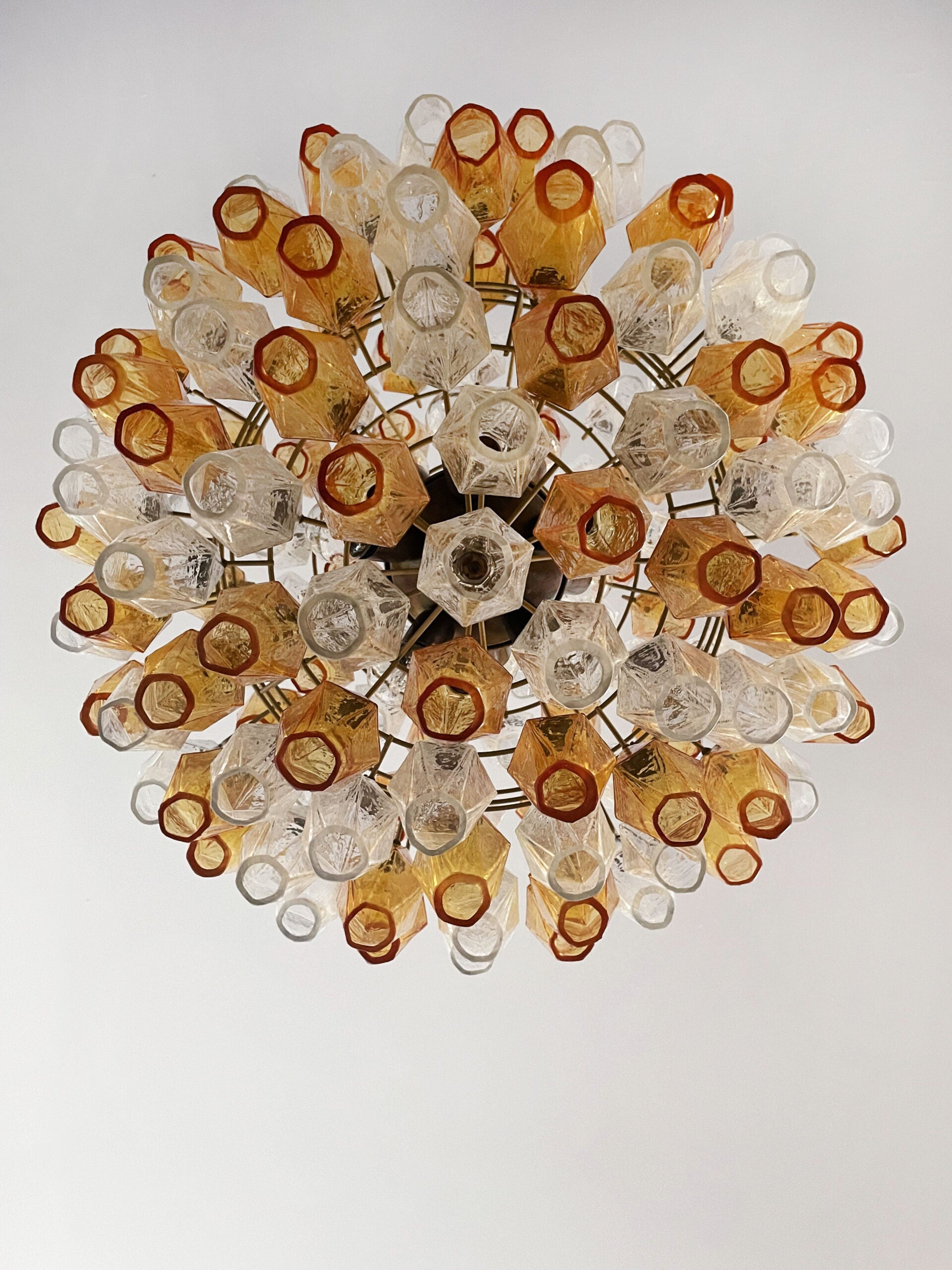Murano Lysekrone – 140 Klare og Gule Poliedriglass – detalj 4 – Murano Classics