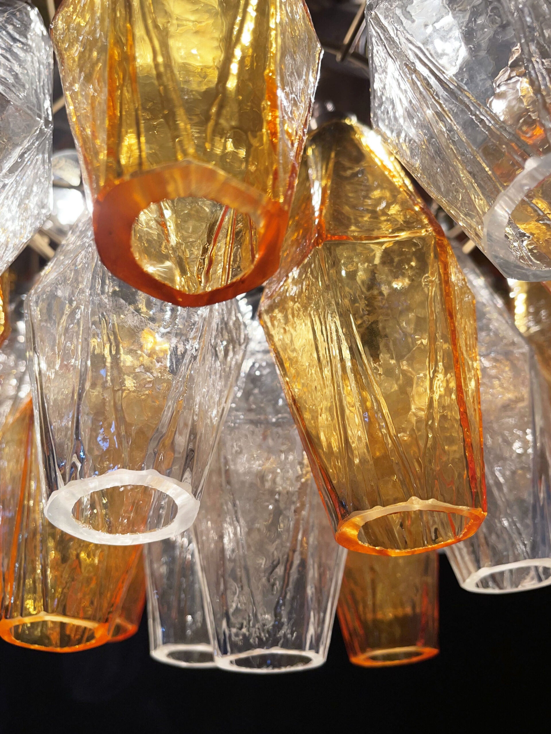 Murano Lysekrone – 140 Klare og Gule Poliedriglass – detalj 6 – Murano Classics