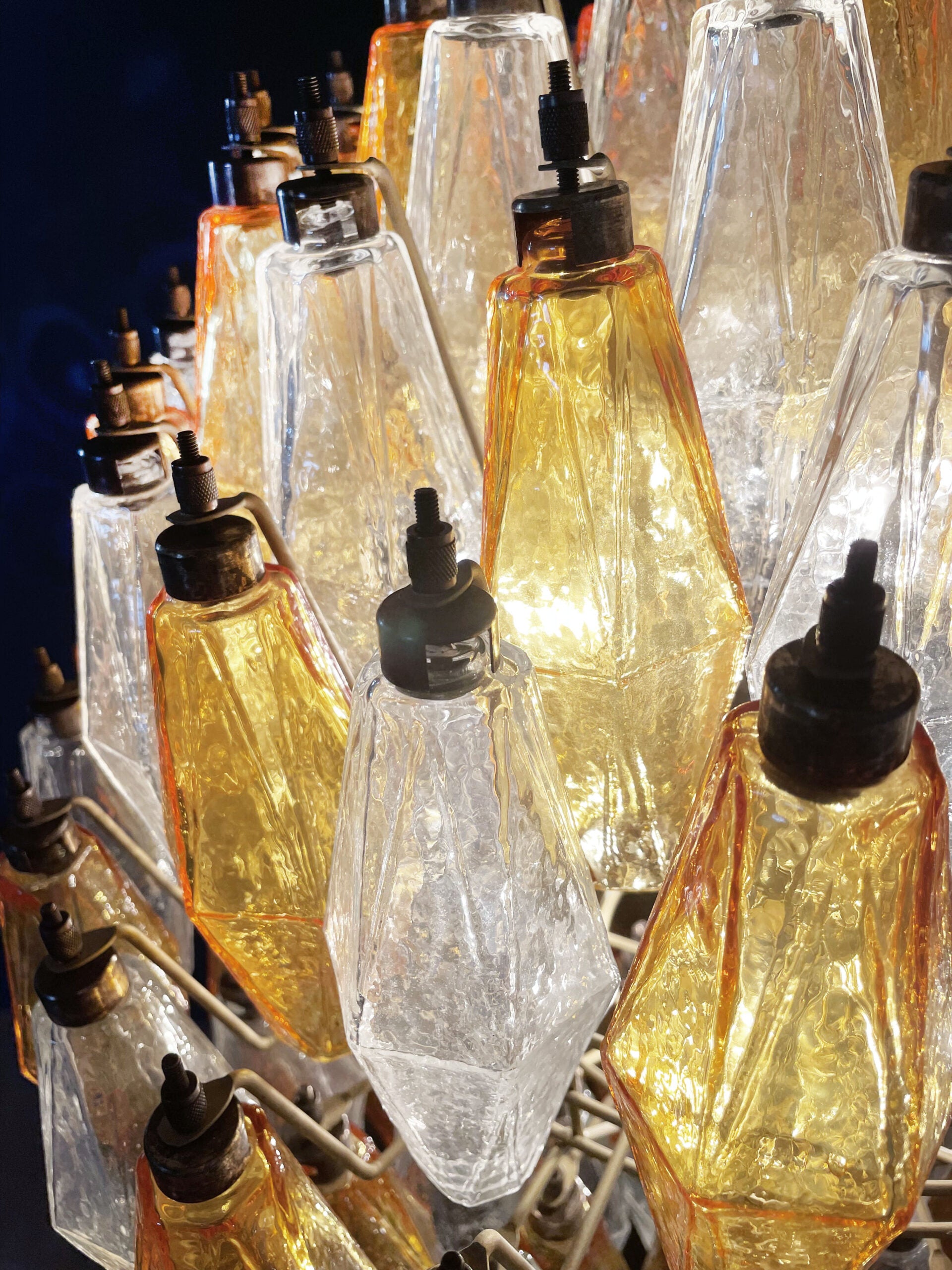 Murano Lysekrone – 140 Klare og Gule Poliedriglass – detalj 8 – Murano Classics