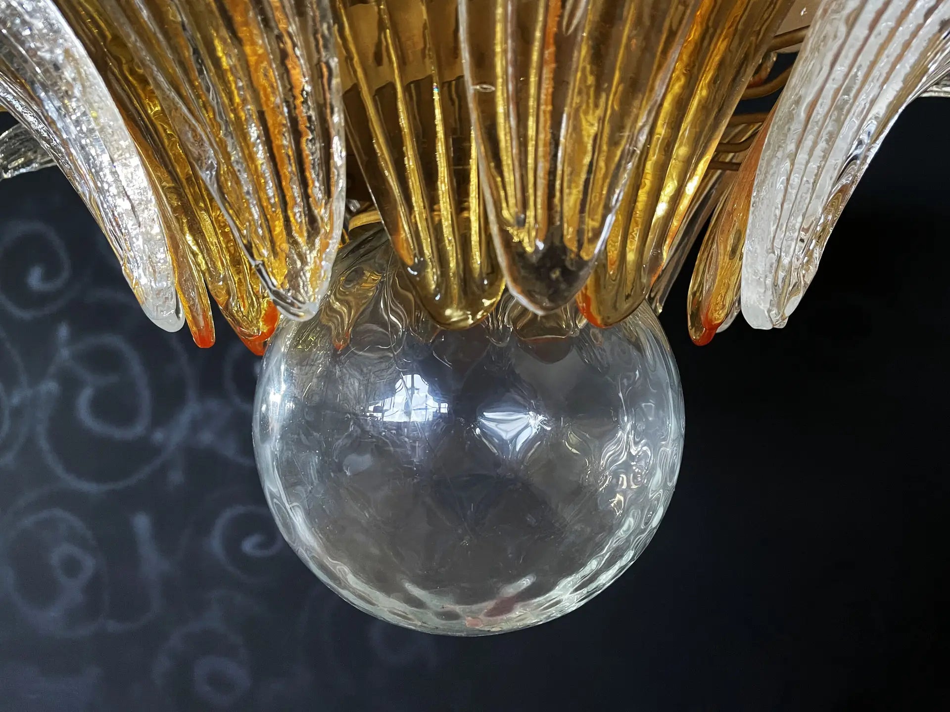 Murano Lysekrone – 104 Klare og gule Palmeglass – detalj 4 – Murano Classics