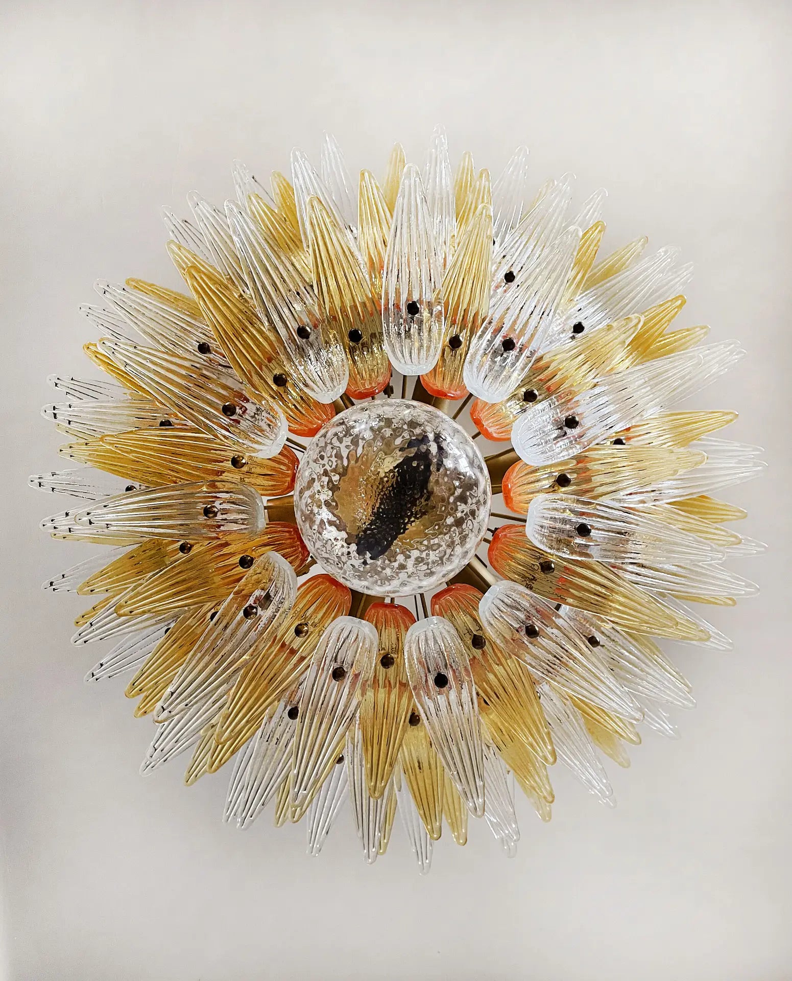 Murano Lysekrone – 104 Klare og gule Palmeglass – detalj 1 – Murano Classics