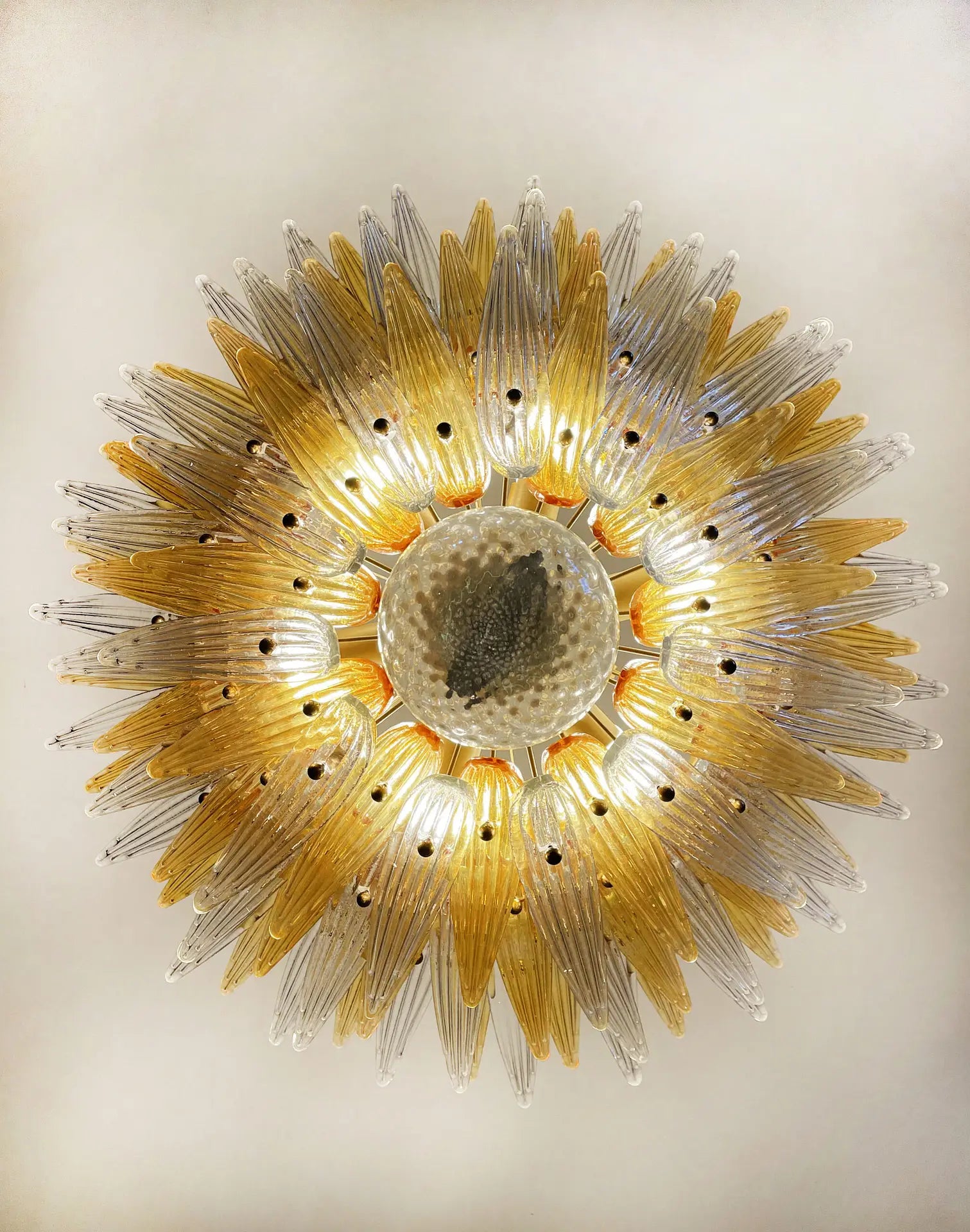 Murano Lysekrone – 104 Klare og gule Palmeglass – detalj 8 – Murano Classics