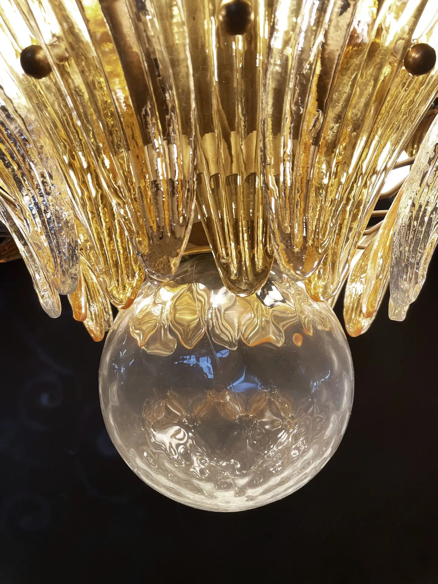 Murano Lysekrone – 104 Klare og gule Palmeglass – detalj 10 – Murano Classics