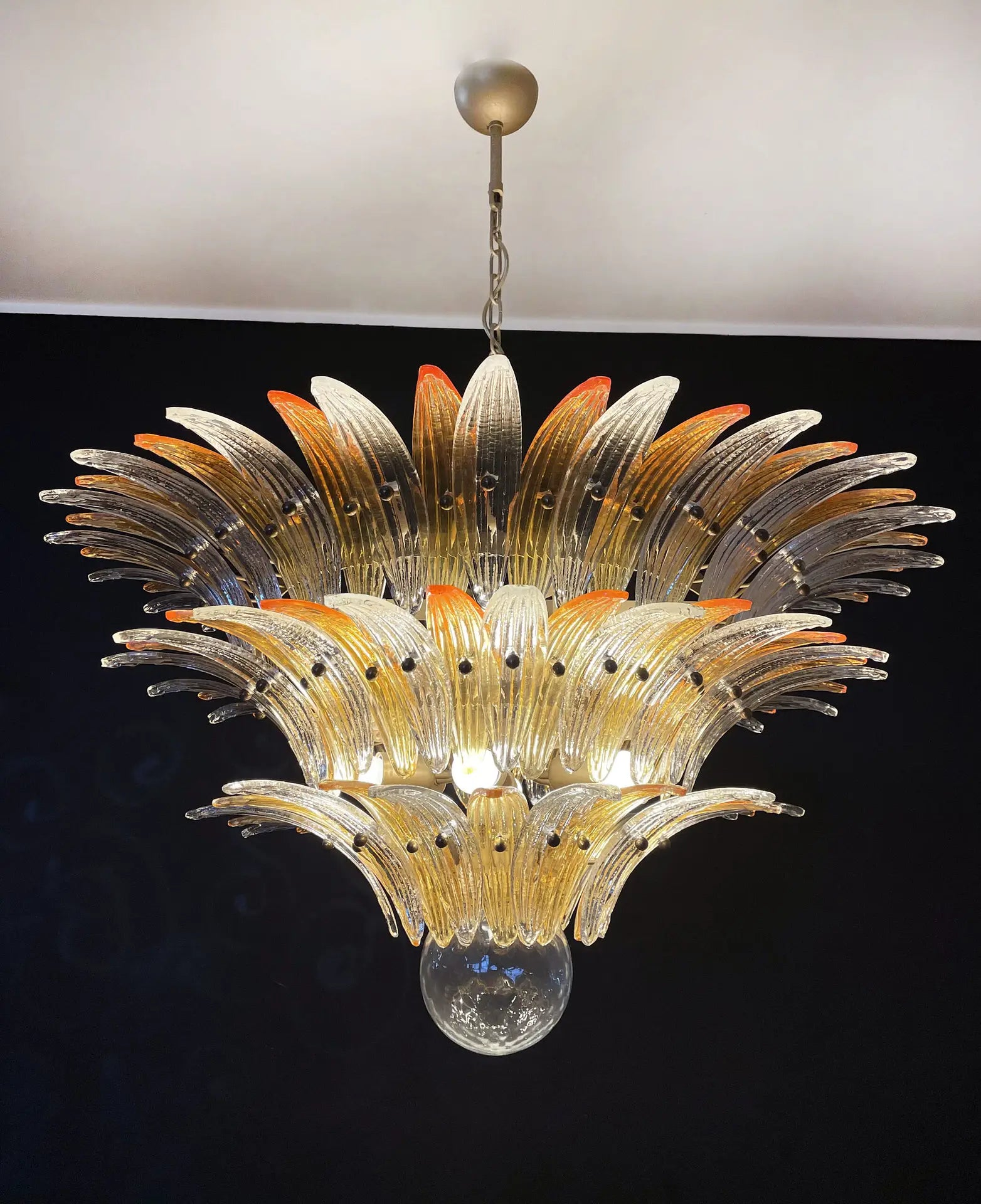 Murano Lysekrone – 104 Klare og gule Palmeglass – detalj 9 – Murano Classics