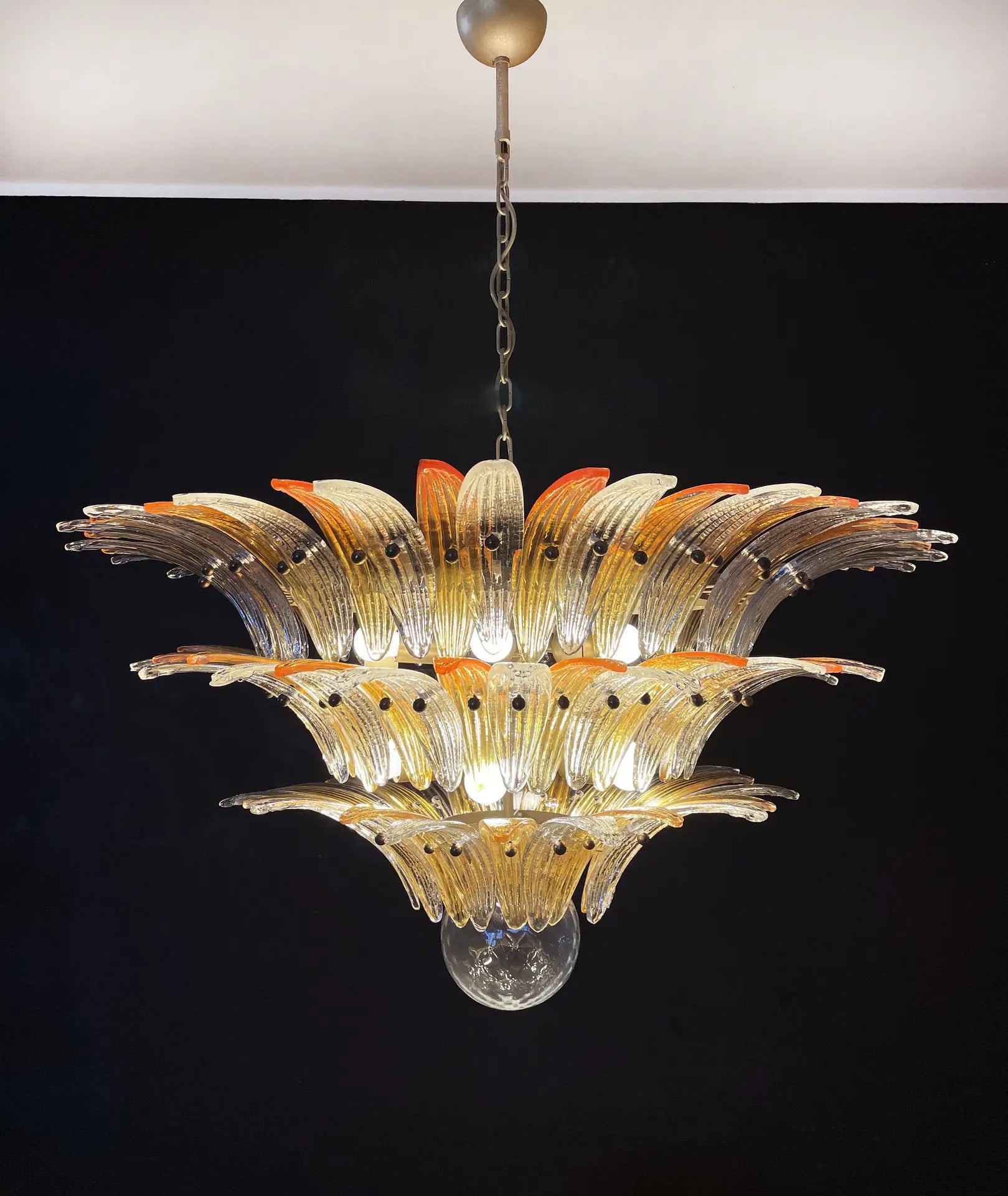 Murano Lysekrone – 104 Klare og gule Palmeglass – detalj 7 – Murano Classics