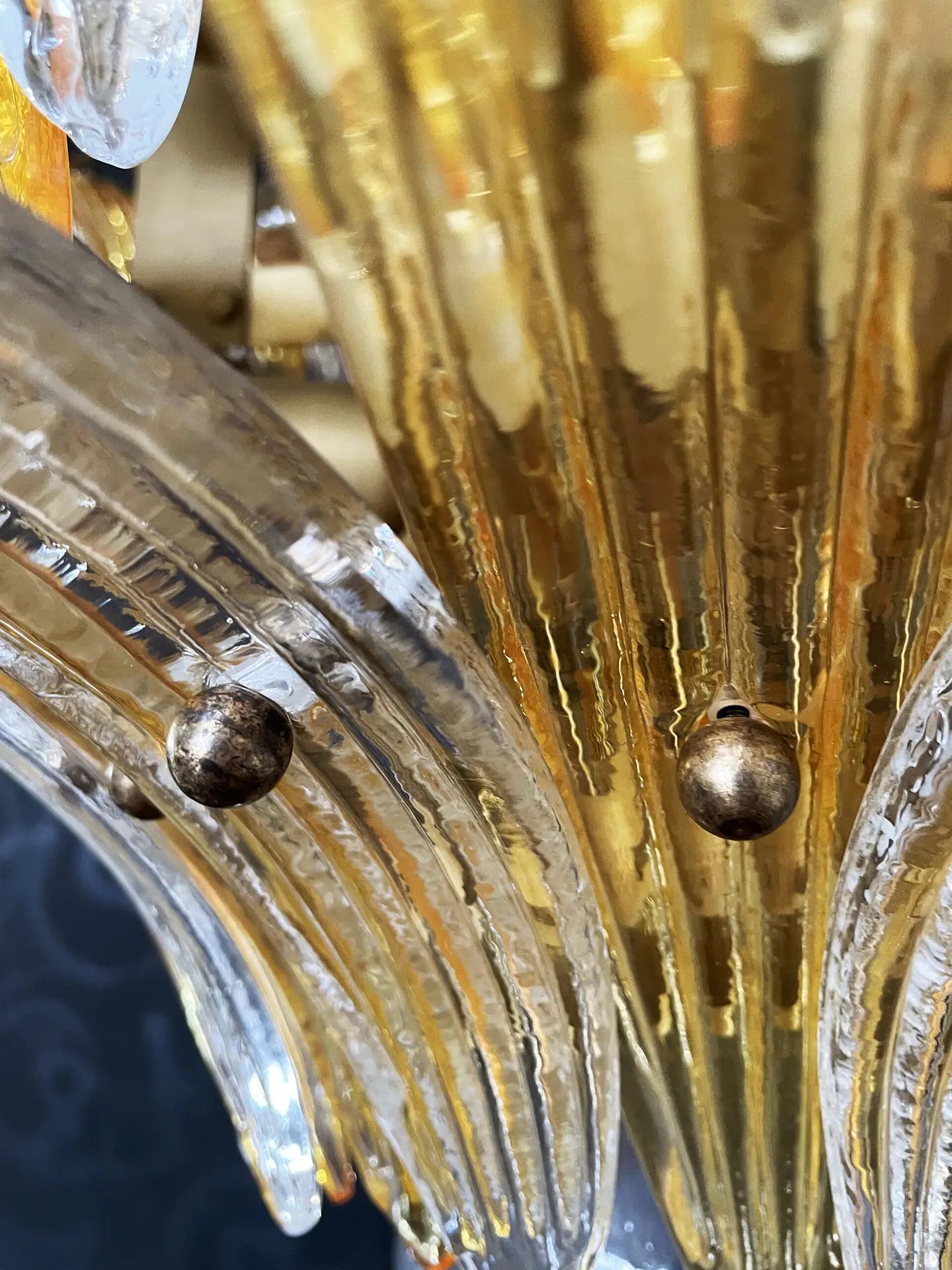 Murano Lysekrone – 104 Klare og gule Palmeglass – detalj 6 – Murano Classics
