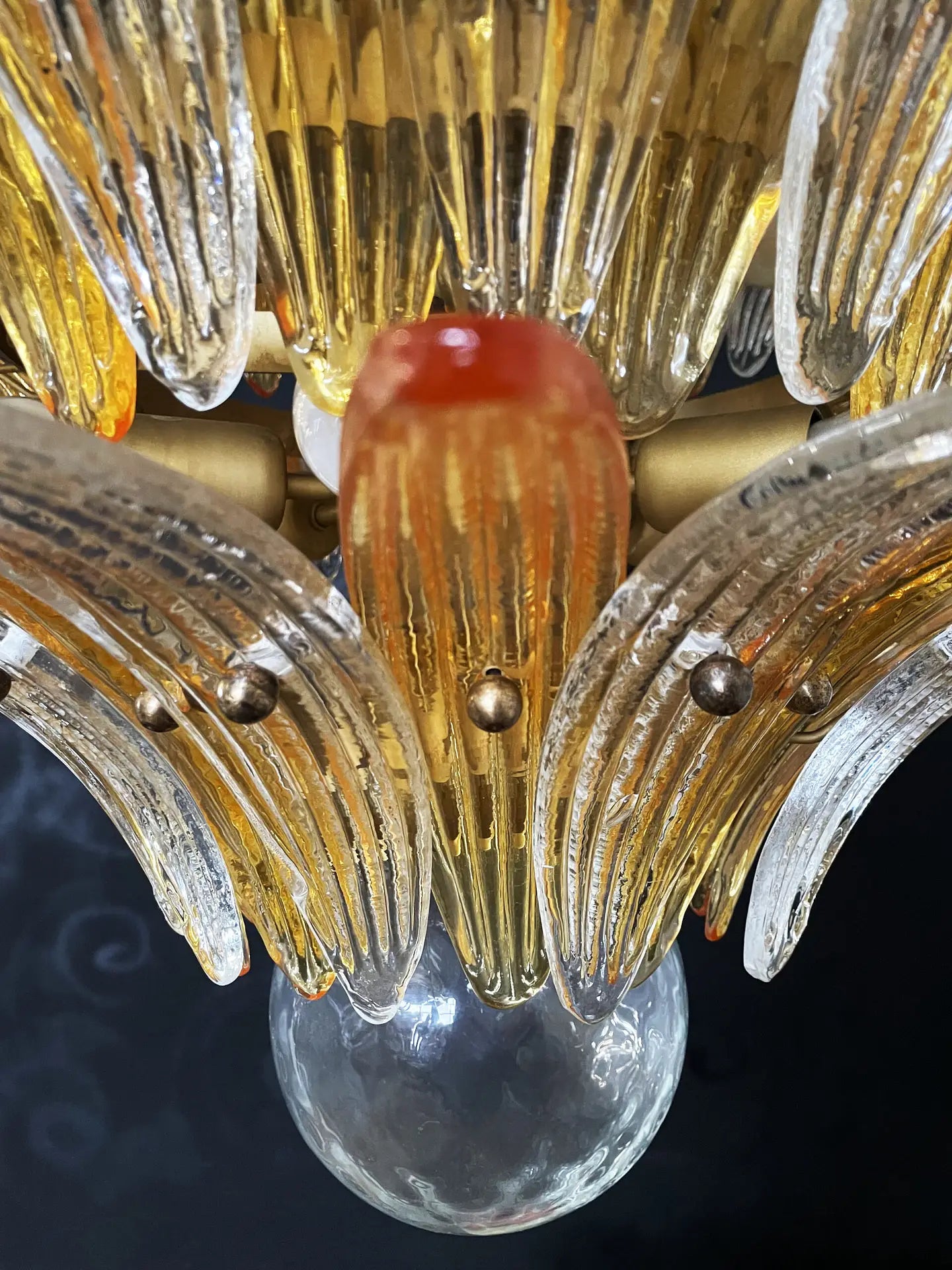 Murano Lysekrone – 104 Klare og gule Palmeglass – detalj 5 – Murano Classics