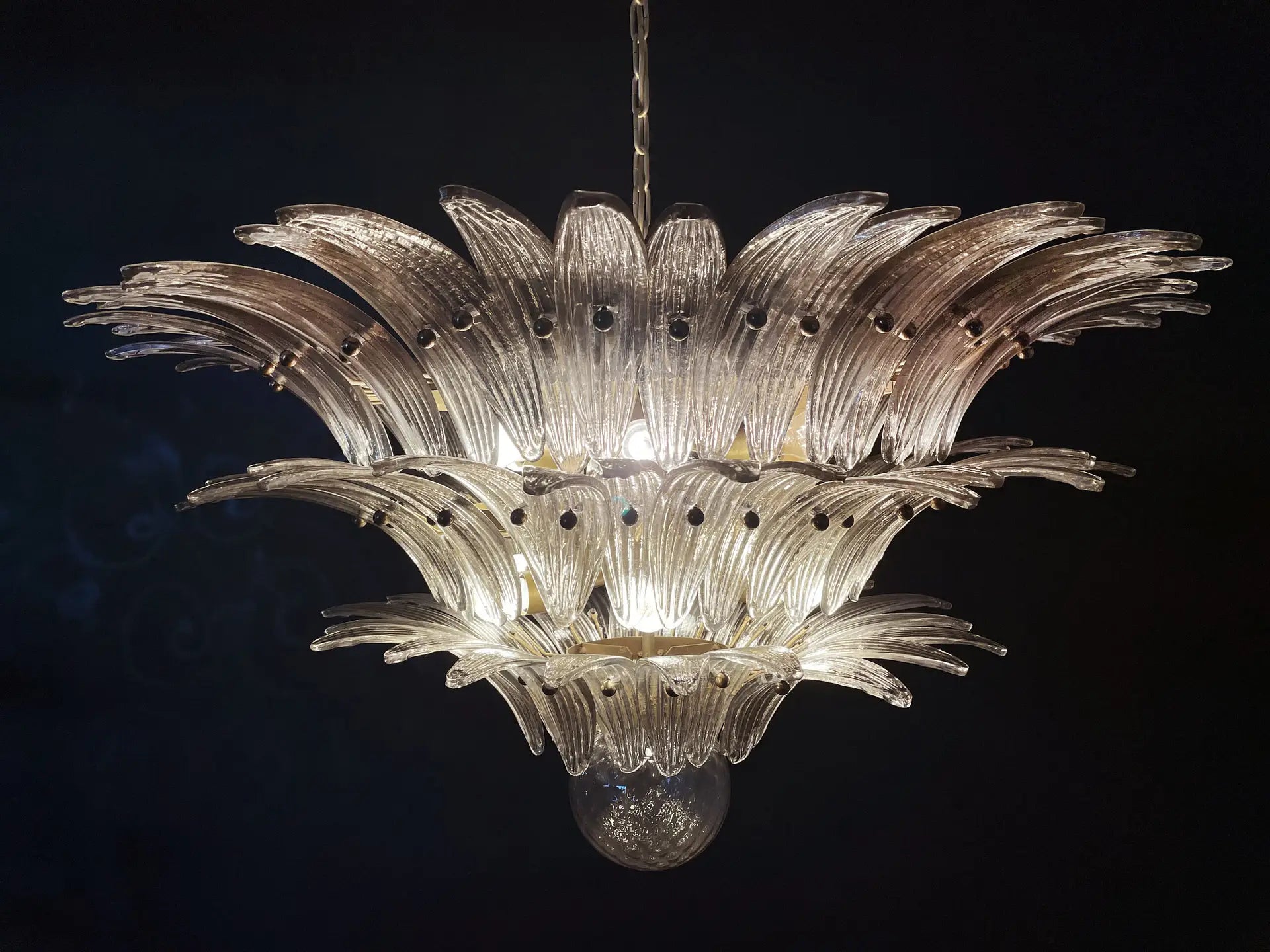 Murano Lysekrone – 104 Røykfargede Palmeglass – detalj 8 – Murano Classics
