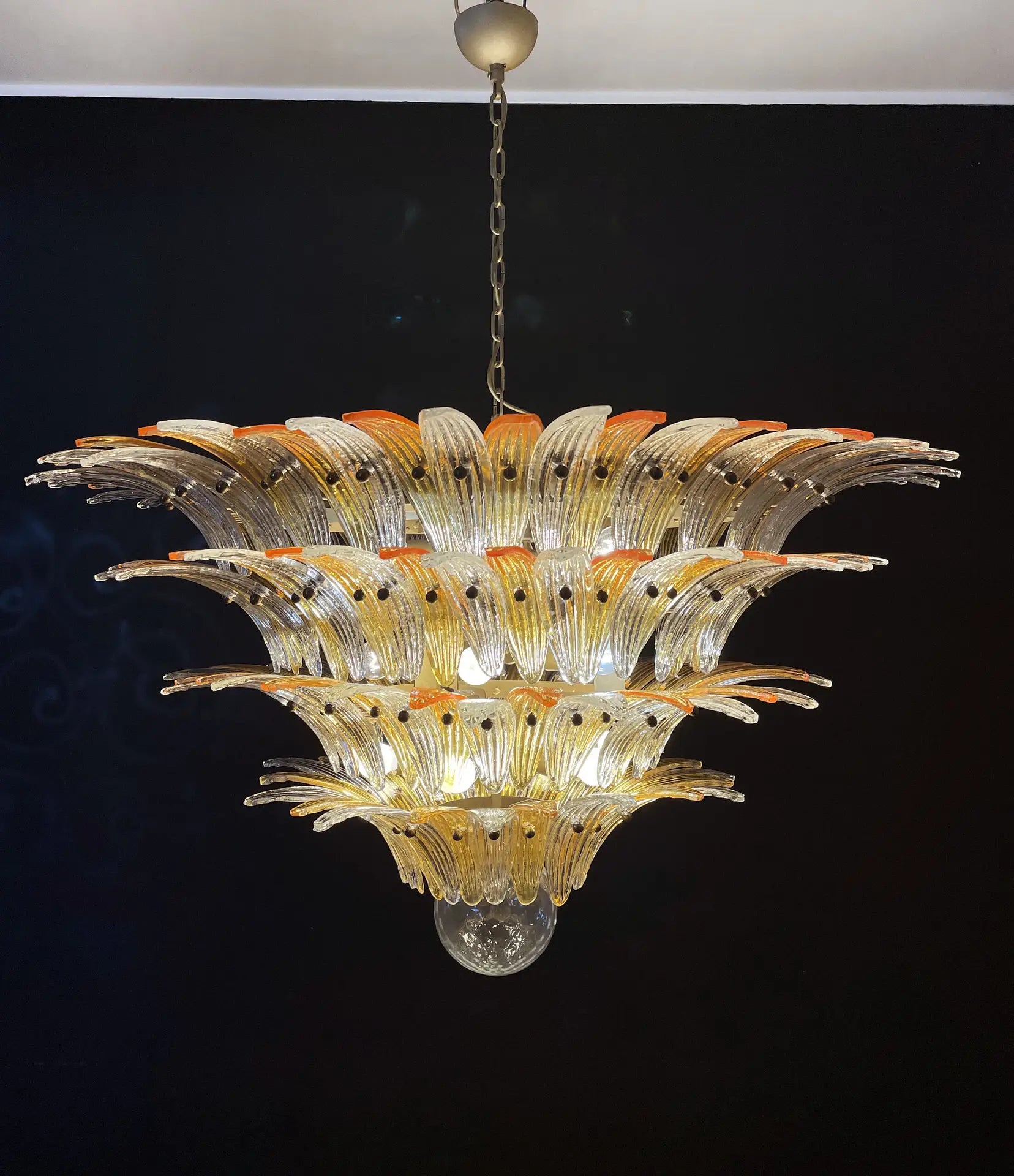 Murano Lysekrone – 163 Klare og gule Palmeglass – detalj 5 – Murano Classics
