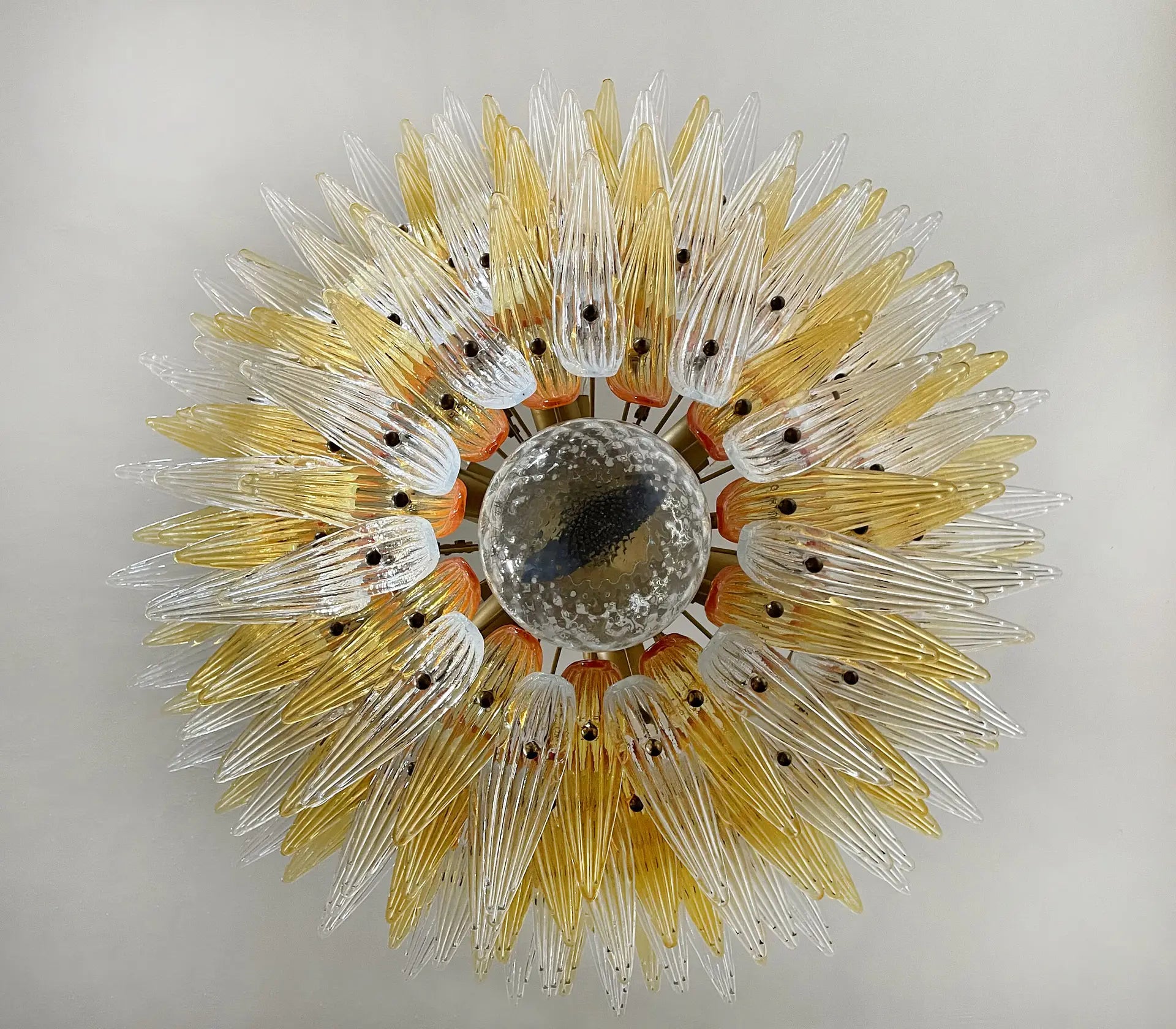 Murano Lysekrone – 163 Klare og gule Palmeglass – detalj 1 – Murano Classics