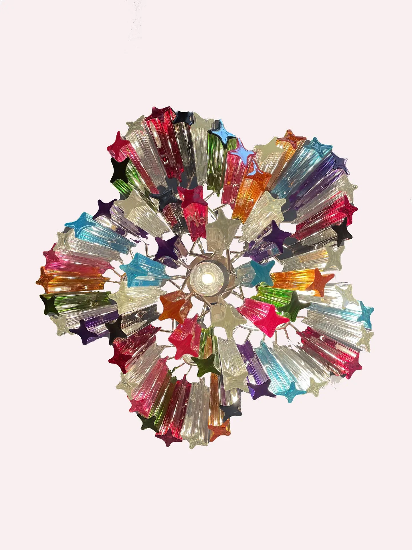 Murano Lysekrone – 60 Multifargede Prismeglass – detalj 1 – Murano Classics
