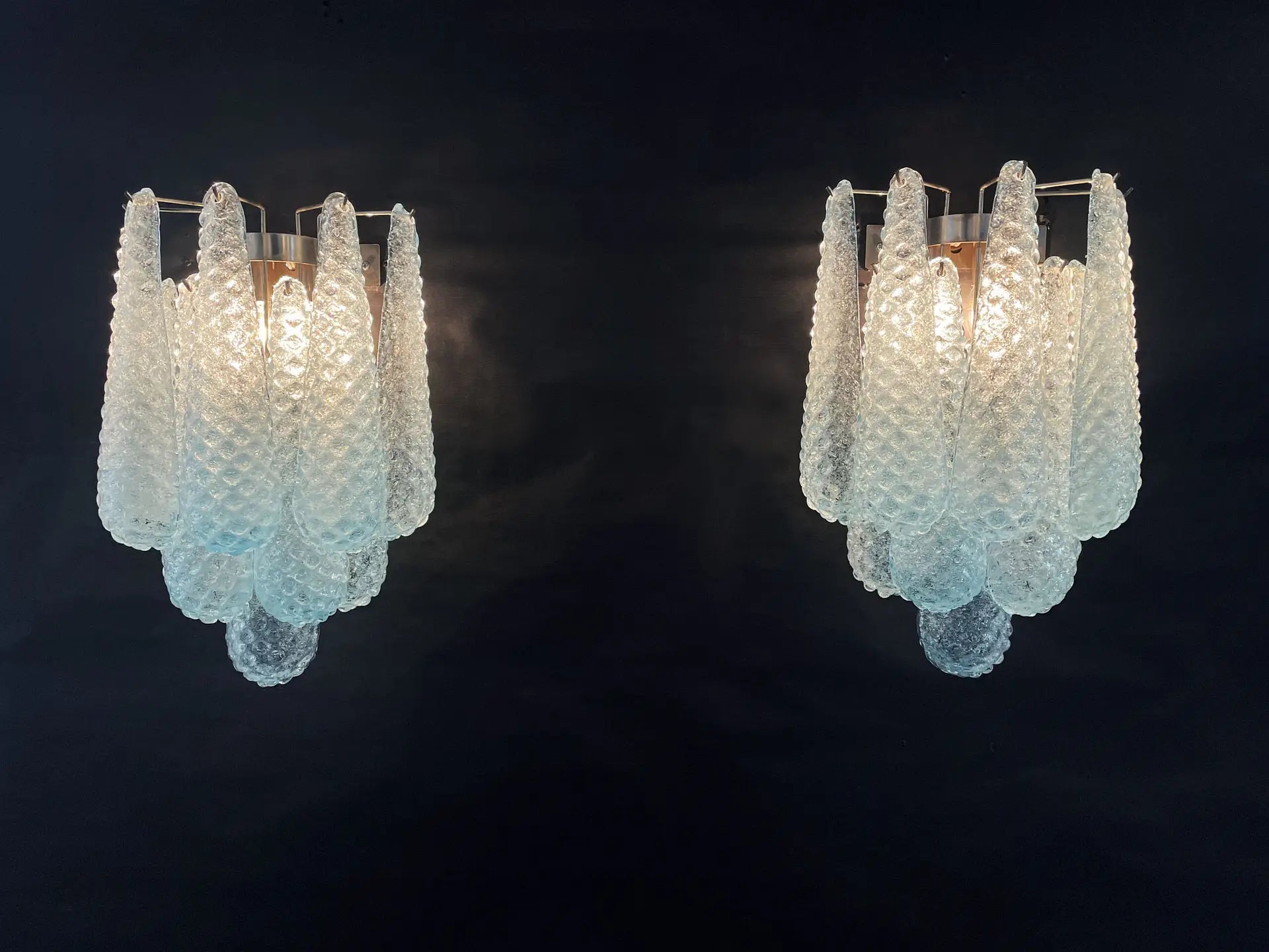 Murano Vegglampe – 10 Blå Dråpeglass – 2 stk – detalj 3 – Murano Classics