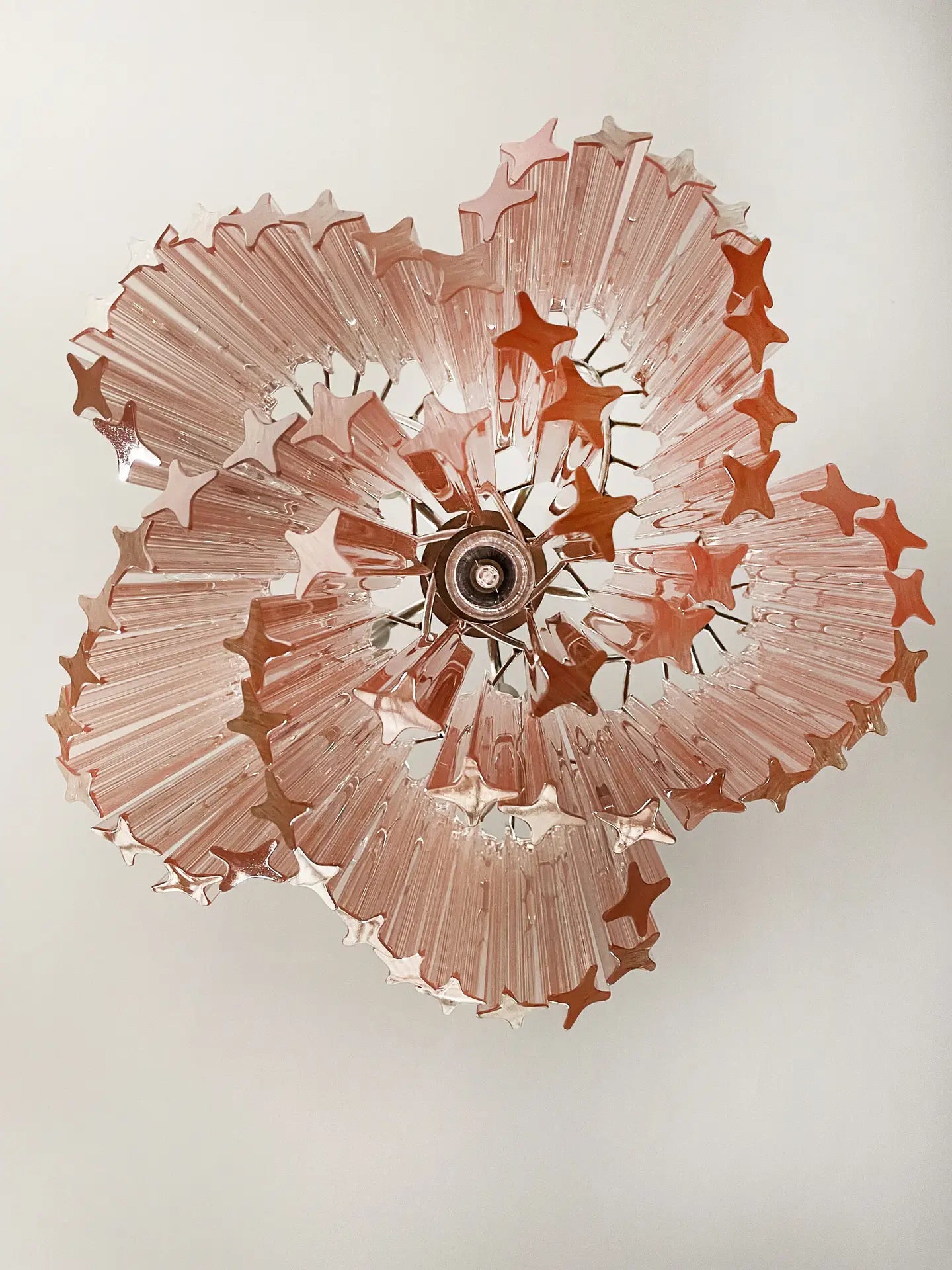 Murano Lysekrone – 60 Rosa Prismeglass – detalj 1 – Murano Classics