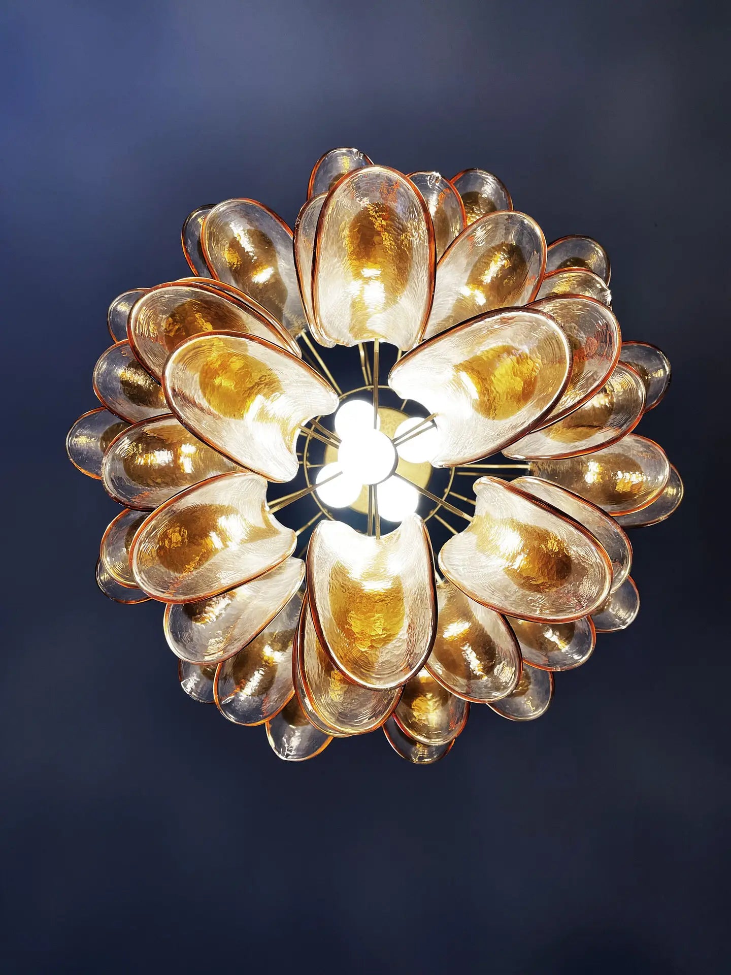 Murano Lysekrone – 41 Gule Konglebladglass – detalj 9 – Murano Classics