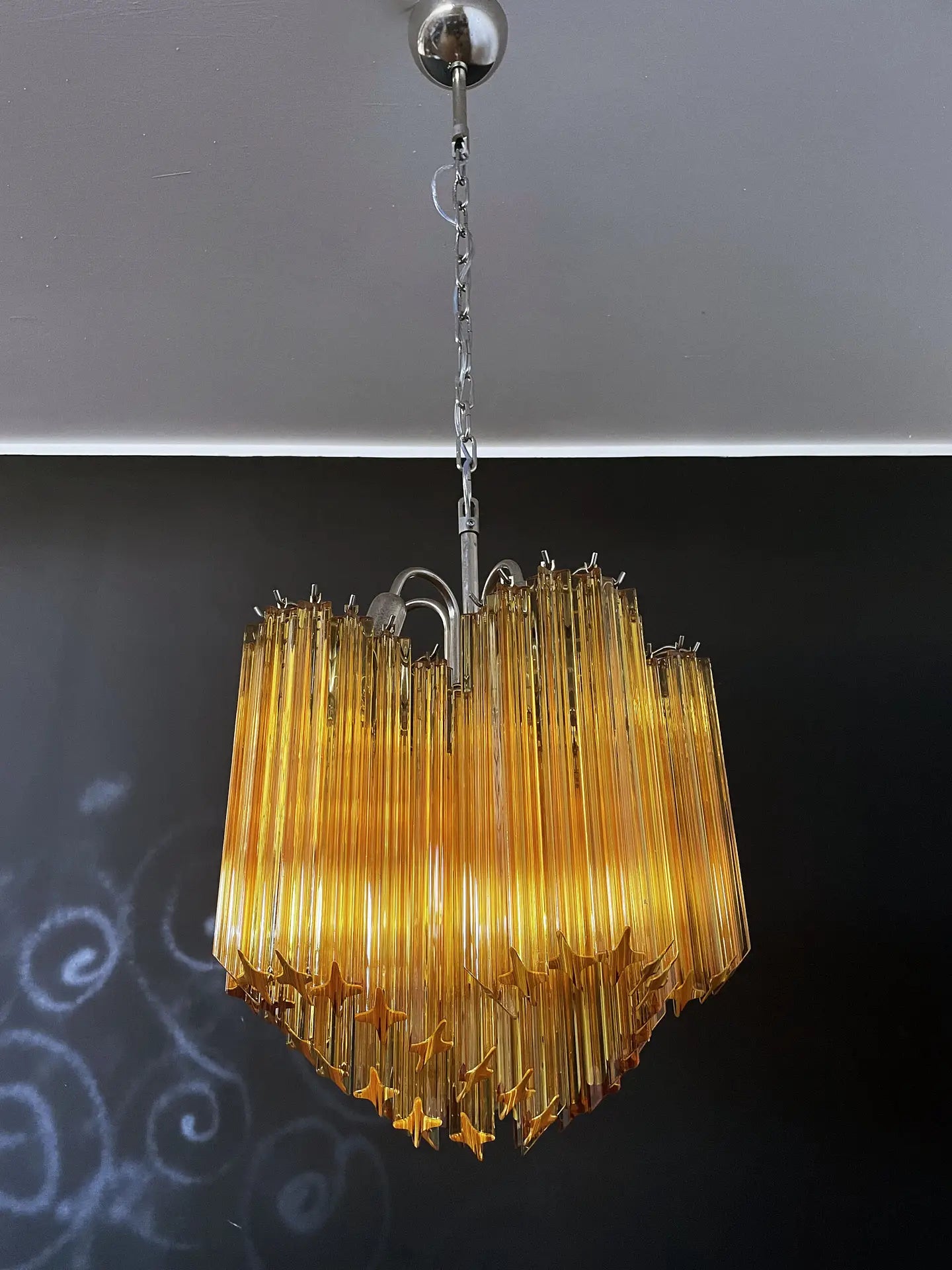 Murano Lysekrone | 60 Gule Prismeglass