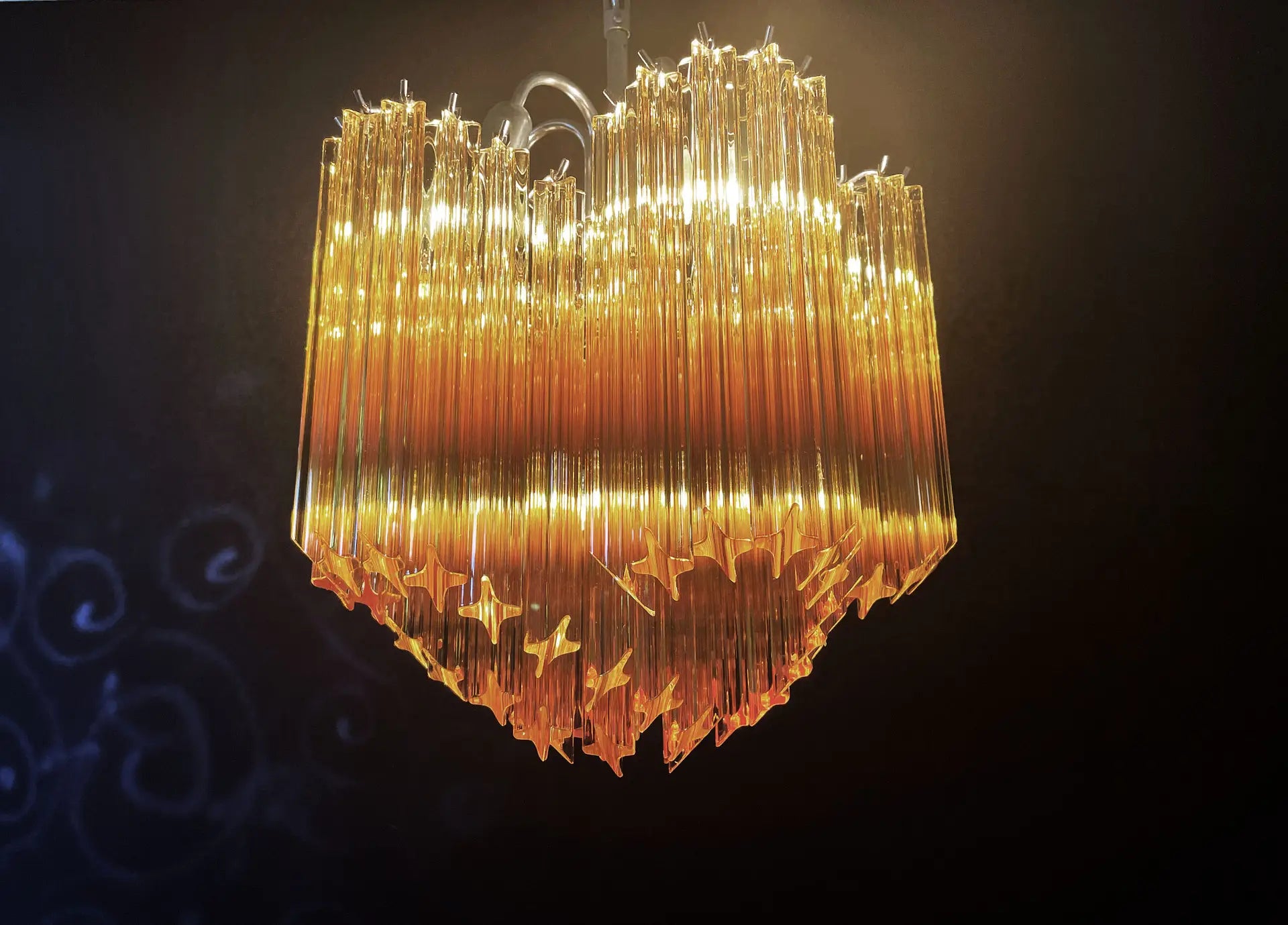 Murano Lysekrone – 60 Gule Prismeglass – detalj 8 – Murano Classics