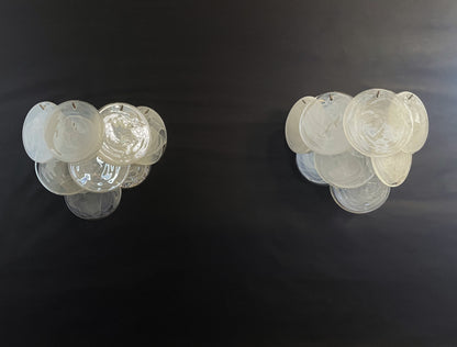 Murano Vegglampe | 10 Alabaster Hvite Diskglass | 1 par