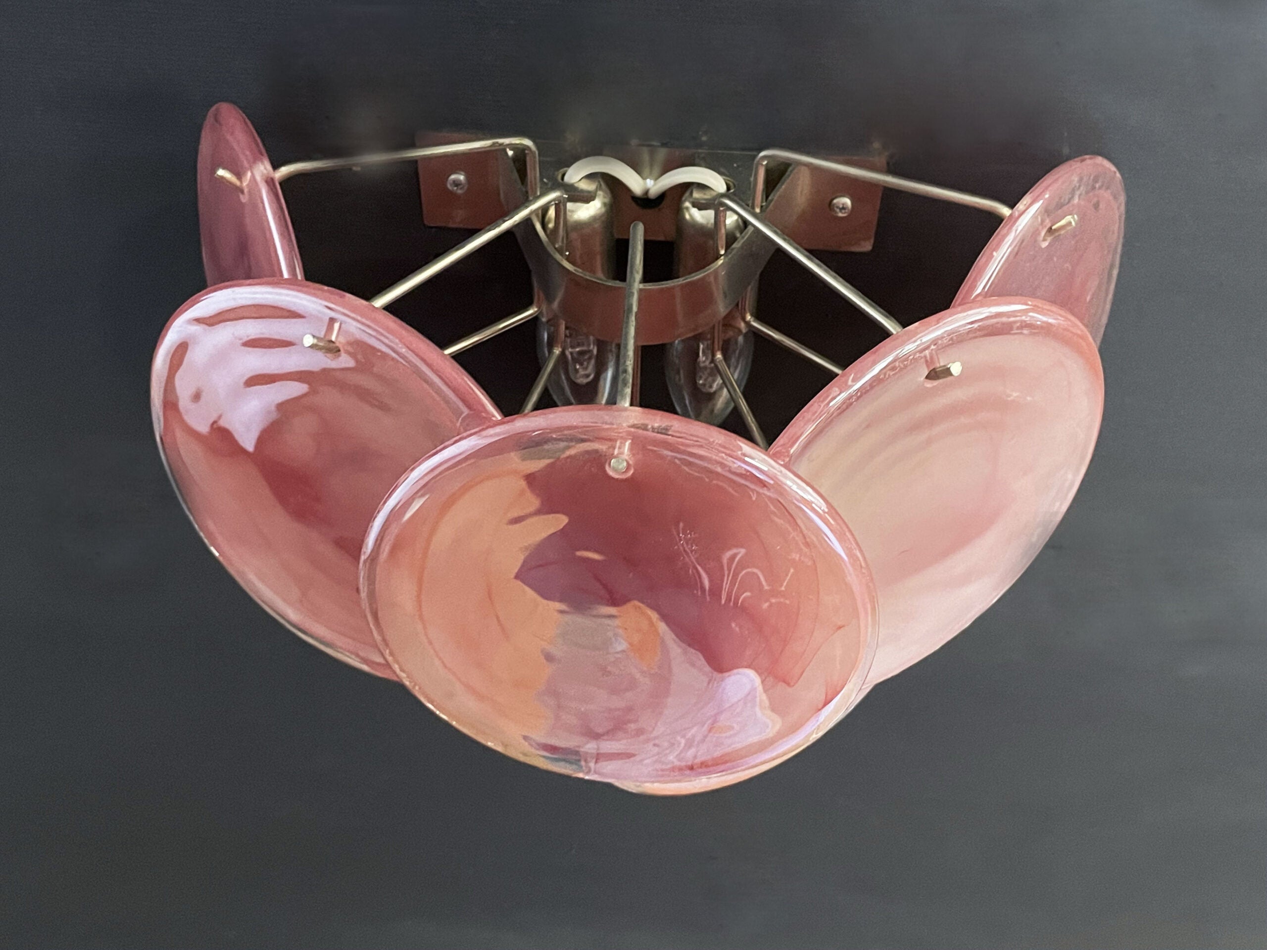 Murano Vegglampe – 10 Alabaster Rosa Diskglass – 2 stk – detalj 5 – Murano Classics