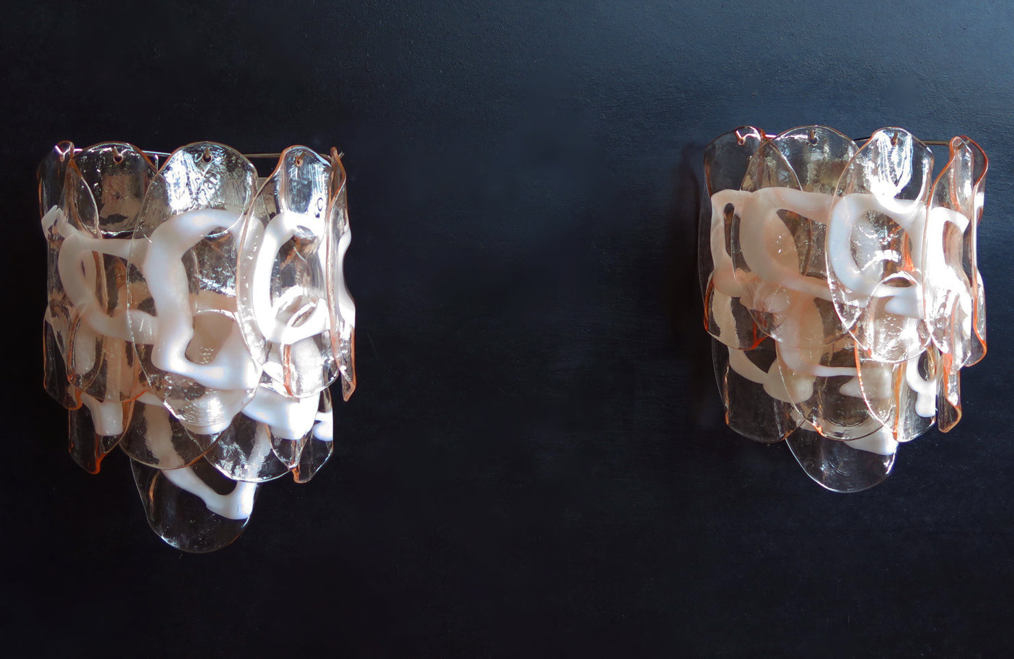 Murano Vegglampe – 10 Rosa Crostoliglass – 2 stk – Murano Classics