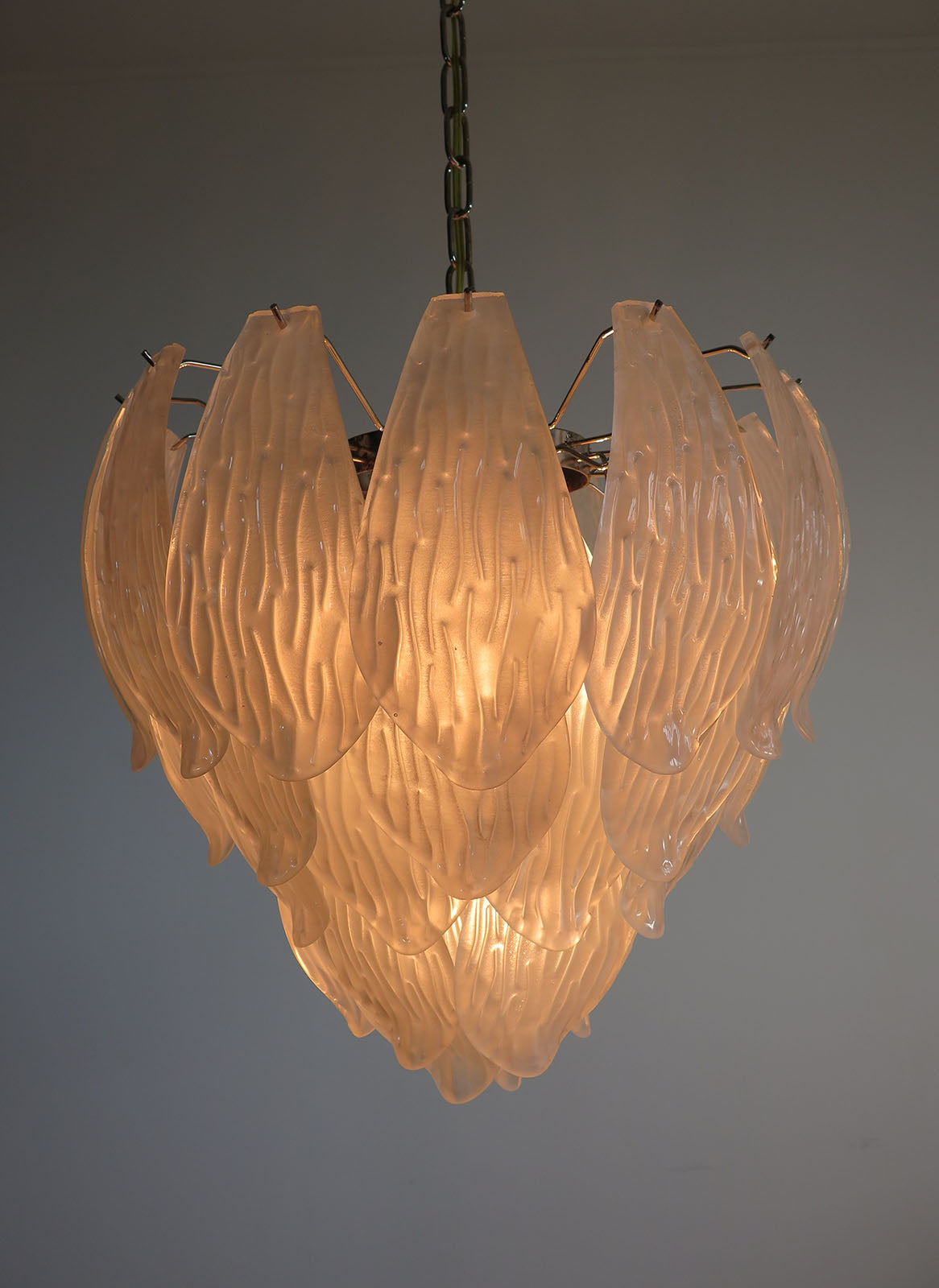 Murano Lysekrone – 41 Klare Konglebladglass – detalj 7 – Murano Classics