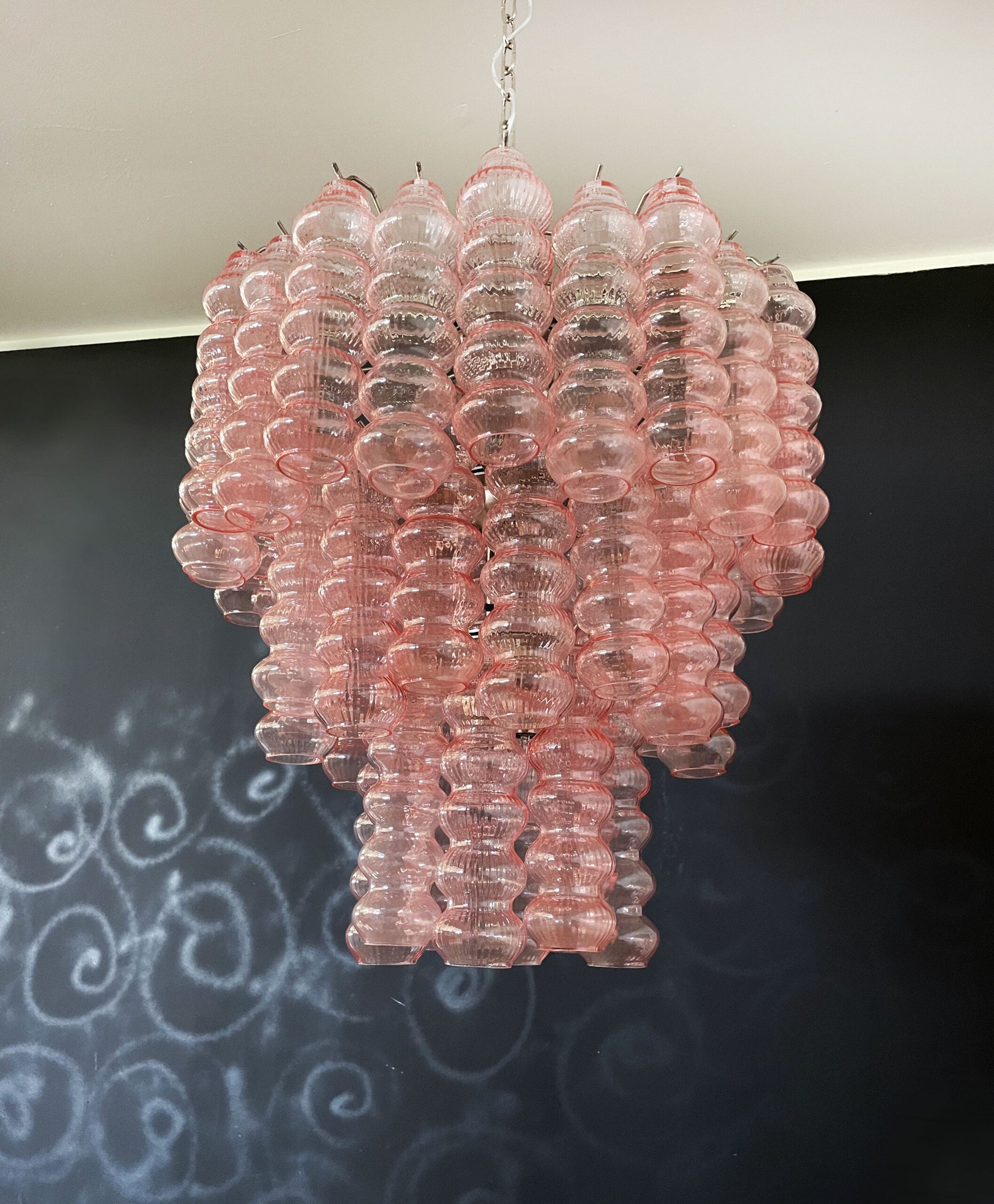 Murano Lysekrone – 48 Rosa Glassrør – detalj 8 – Murano Classics