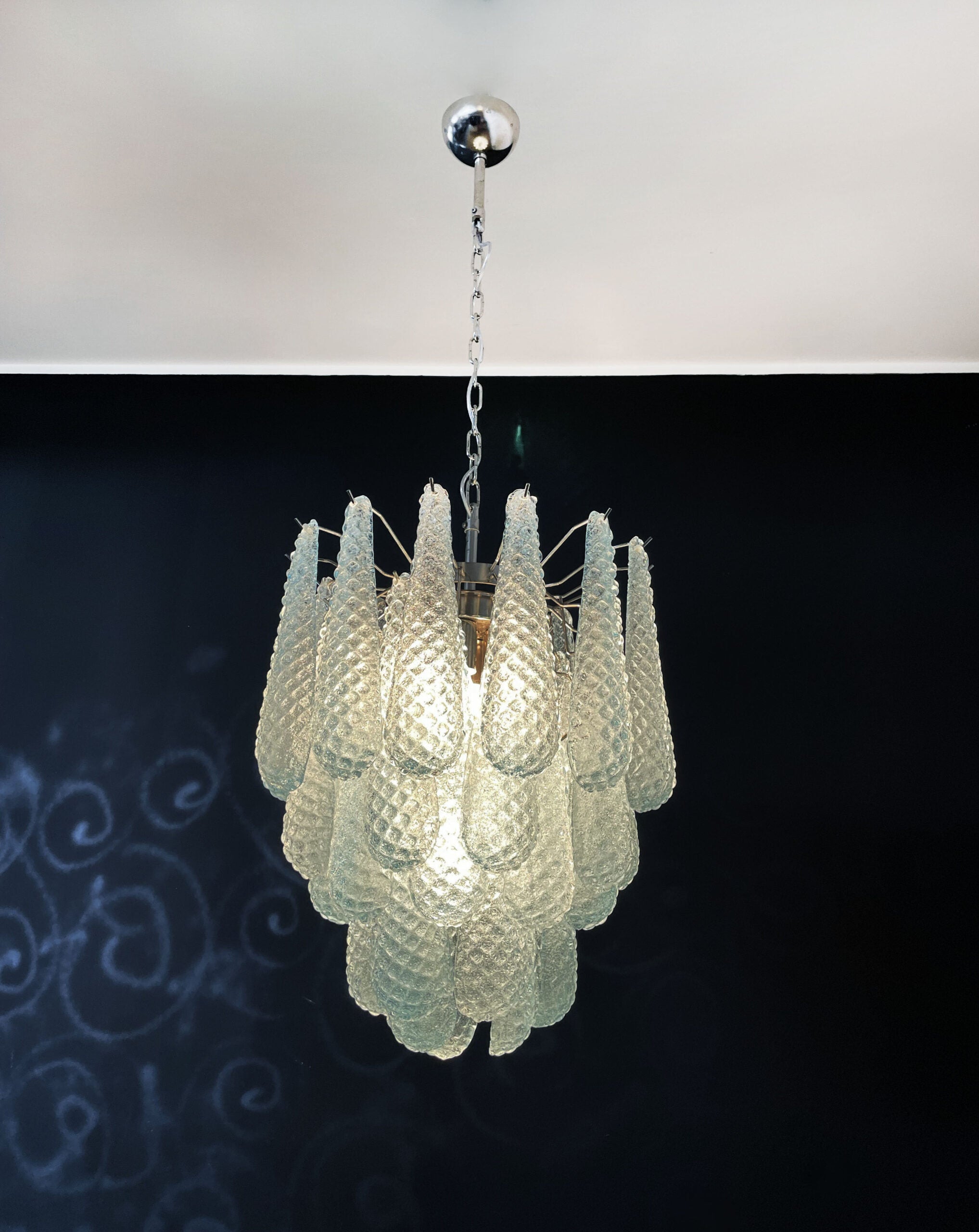 Murano Lysekrone – 41 Blå Dråpeglass – detalj 3 – Murano Classics