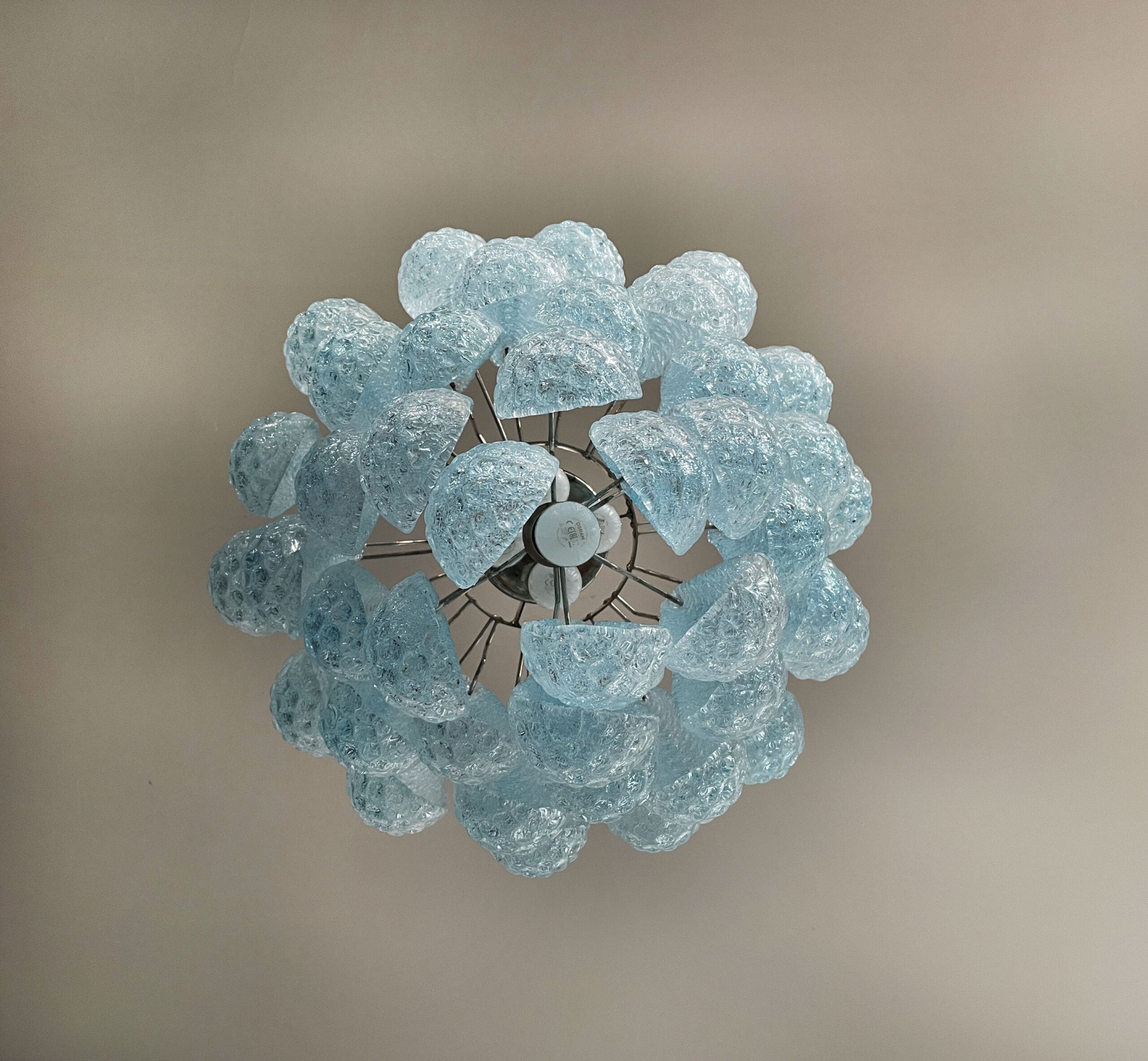 Murano Lysekrone – 41 Blå Dråpeglass – detalj 1 – Murano Classics