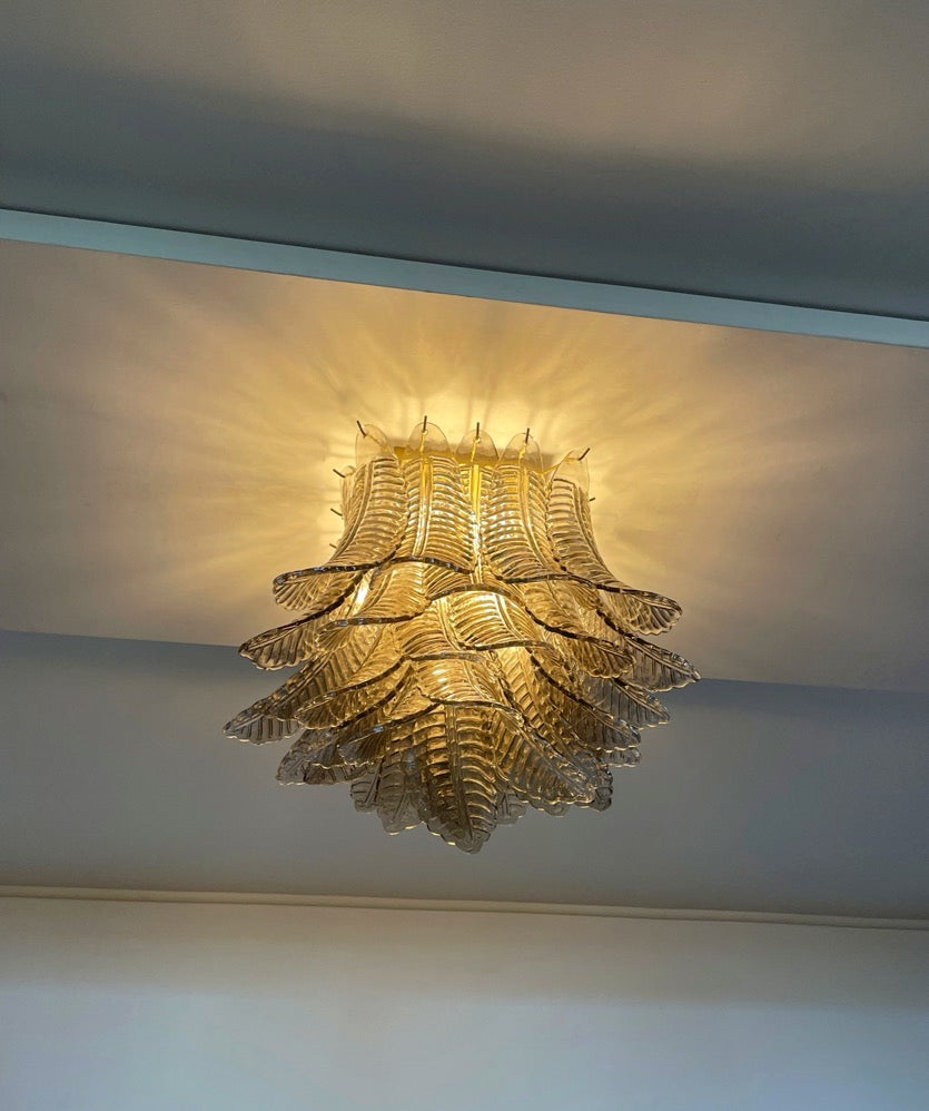 Murano Lysekrone | 32 Røykfargede Gull Felciglass