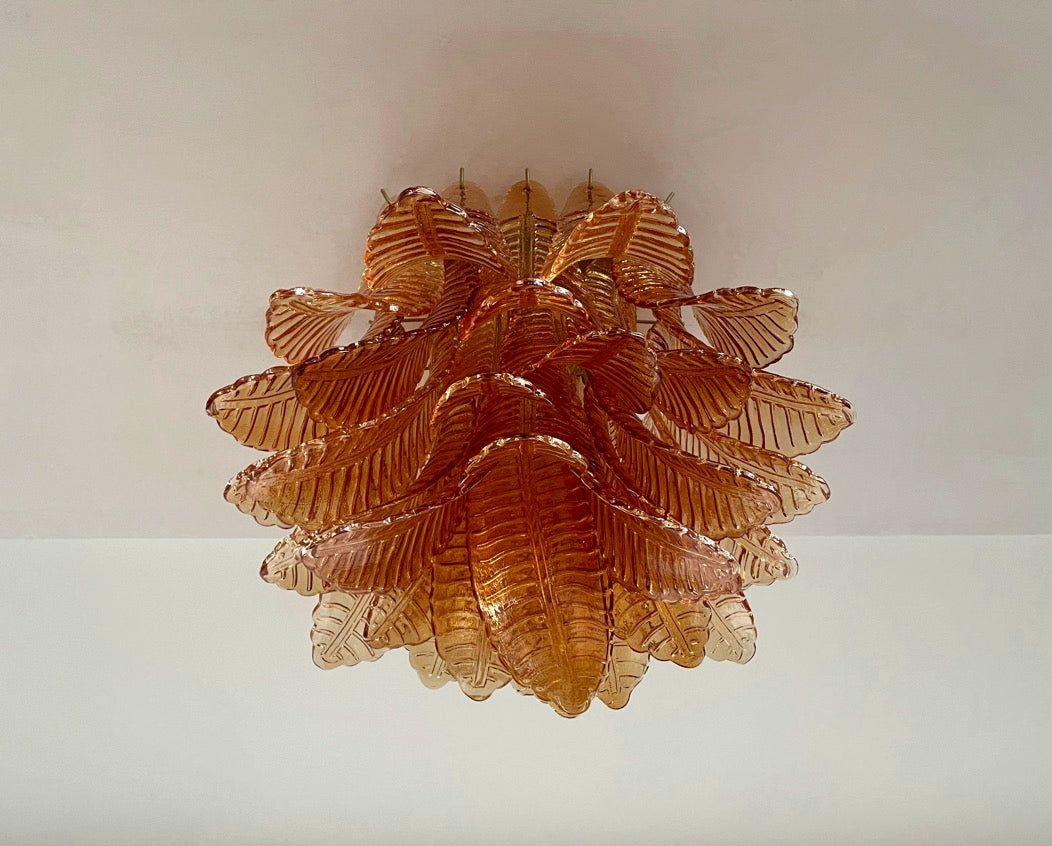 Murano Taklampe – 32 Gule Gull Felciglass – detalj 10 – Murano Classics