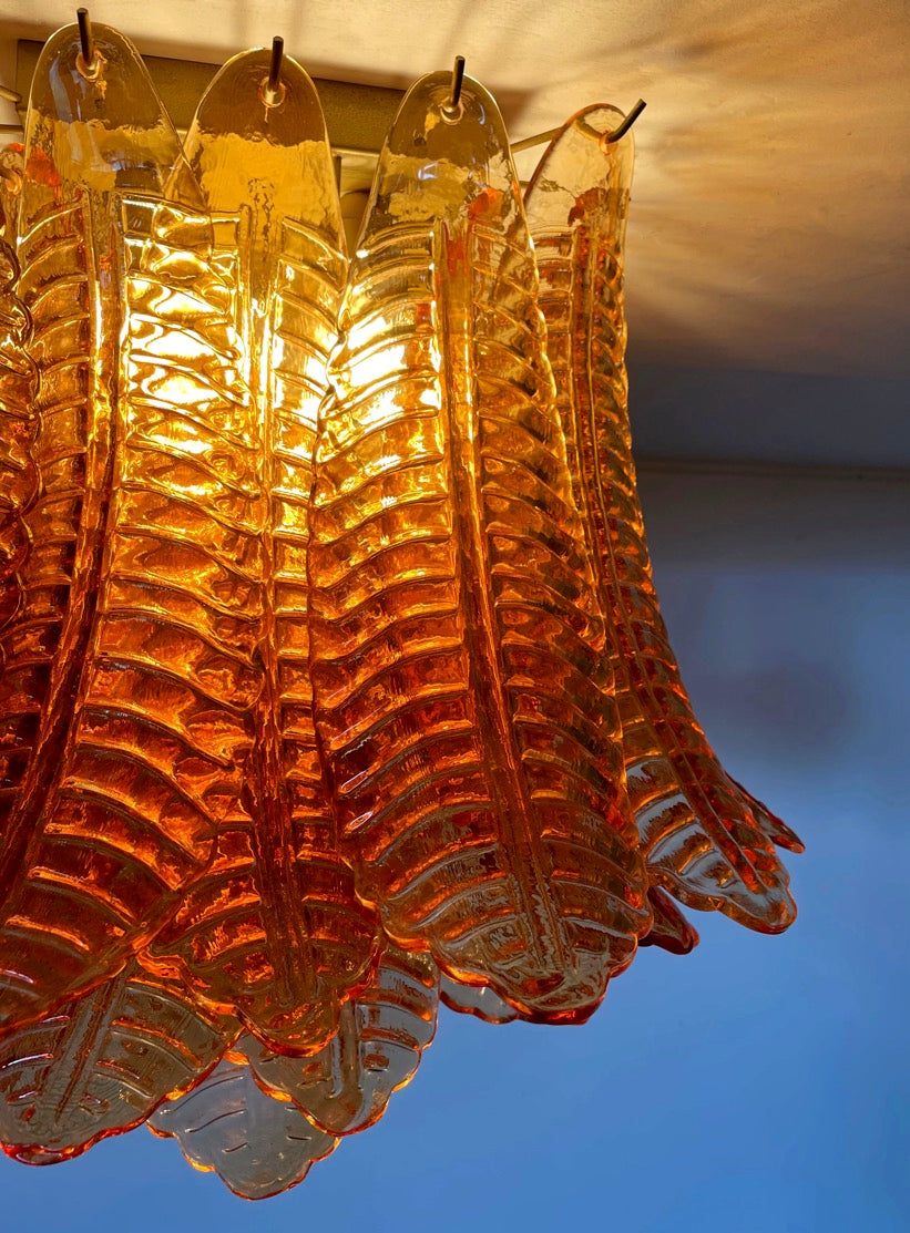 Murano Taklampe – 32 Gule Gull Felciglass – detalj 7 – Murano Classics