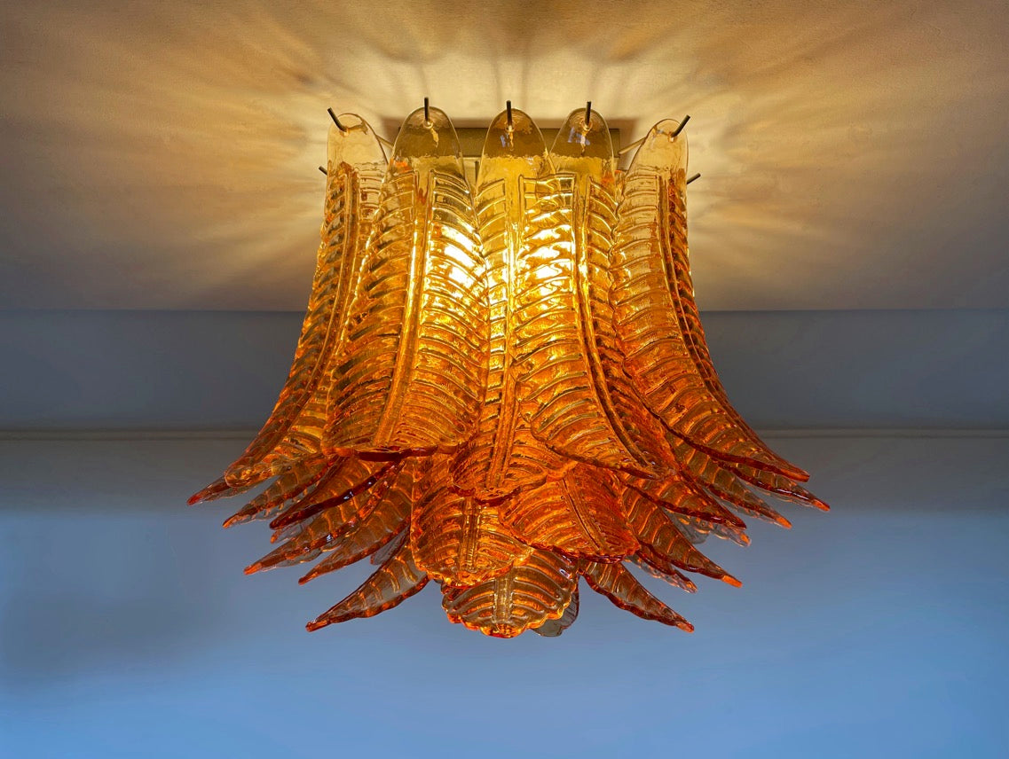 Murano Taklampe – 32 Gule Gull Felciglass – detalj 6 – Murano Classics