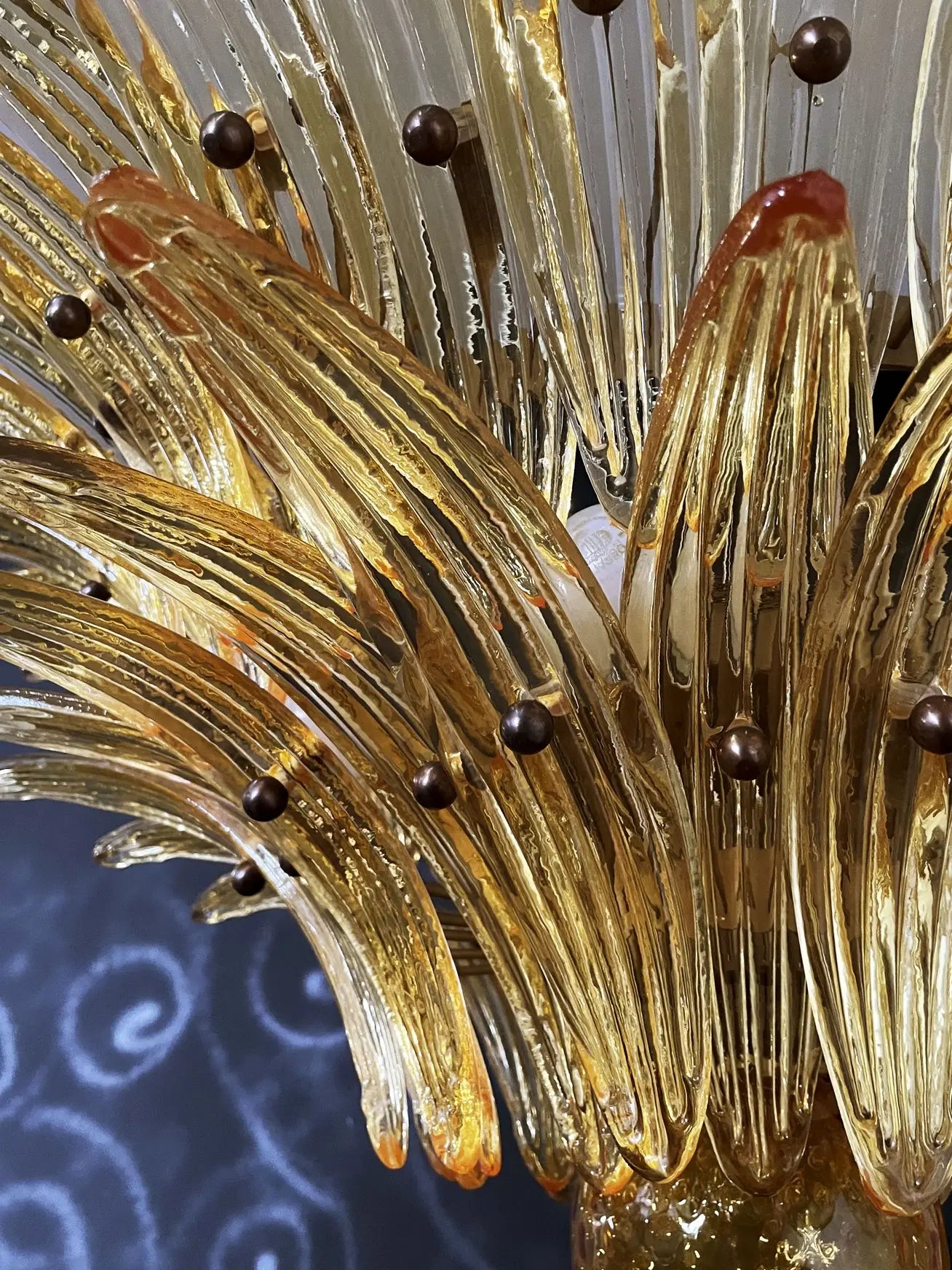 Murano Lysekrone – 58 Gule Palmeglass – detalj 3 – Murano Classics