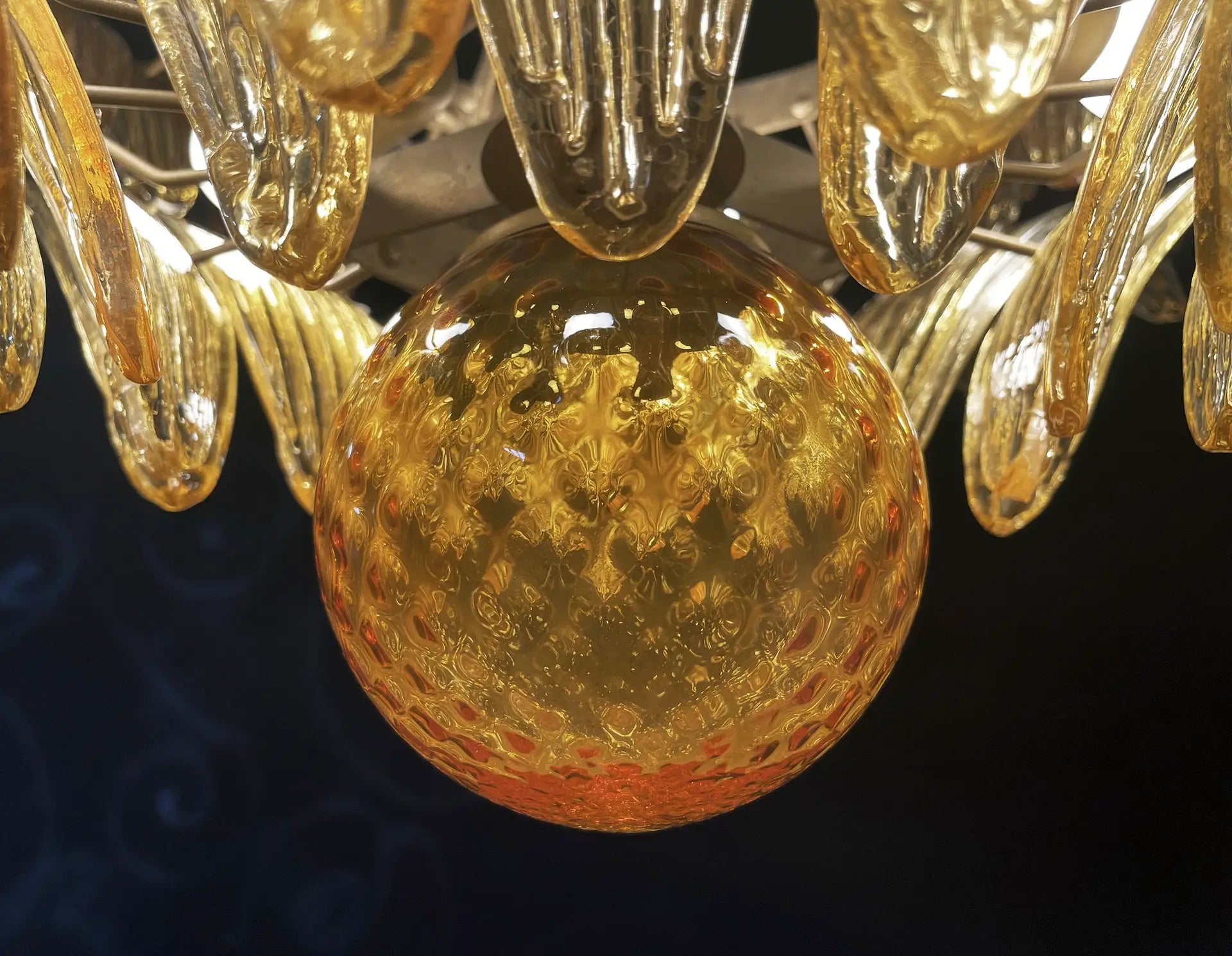 Murano Lysekrone – 58 Gule Palmeglass – detalj 5 – Murano Classics