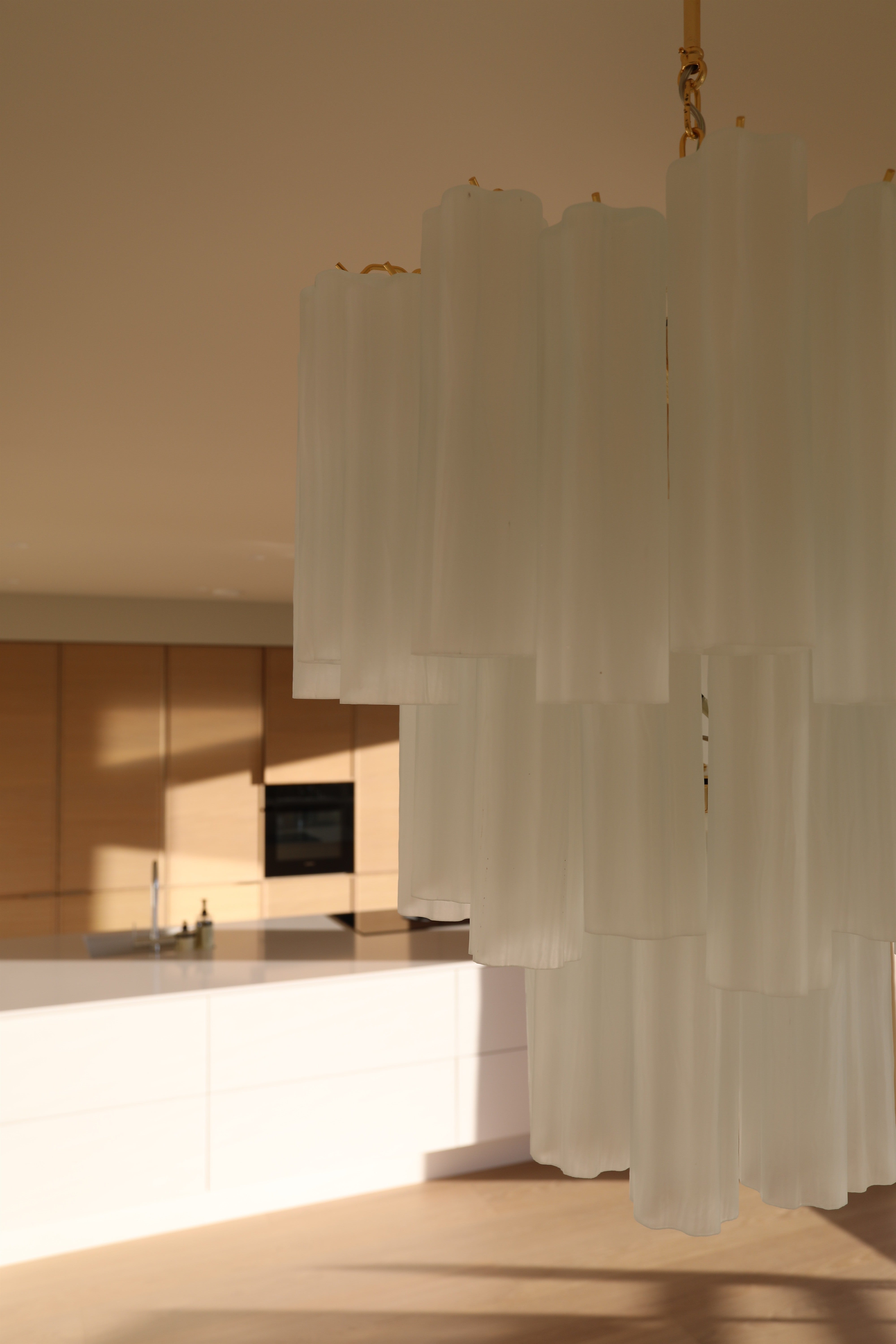 Murano Lysekrone | 48 Matt hvite Glassrør