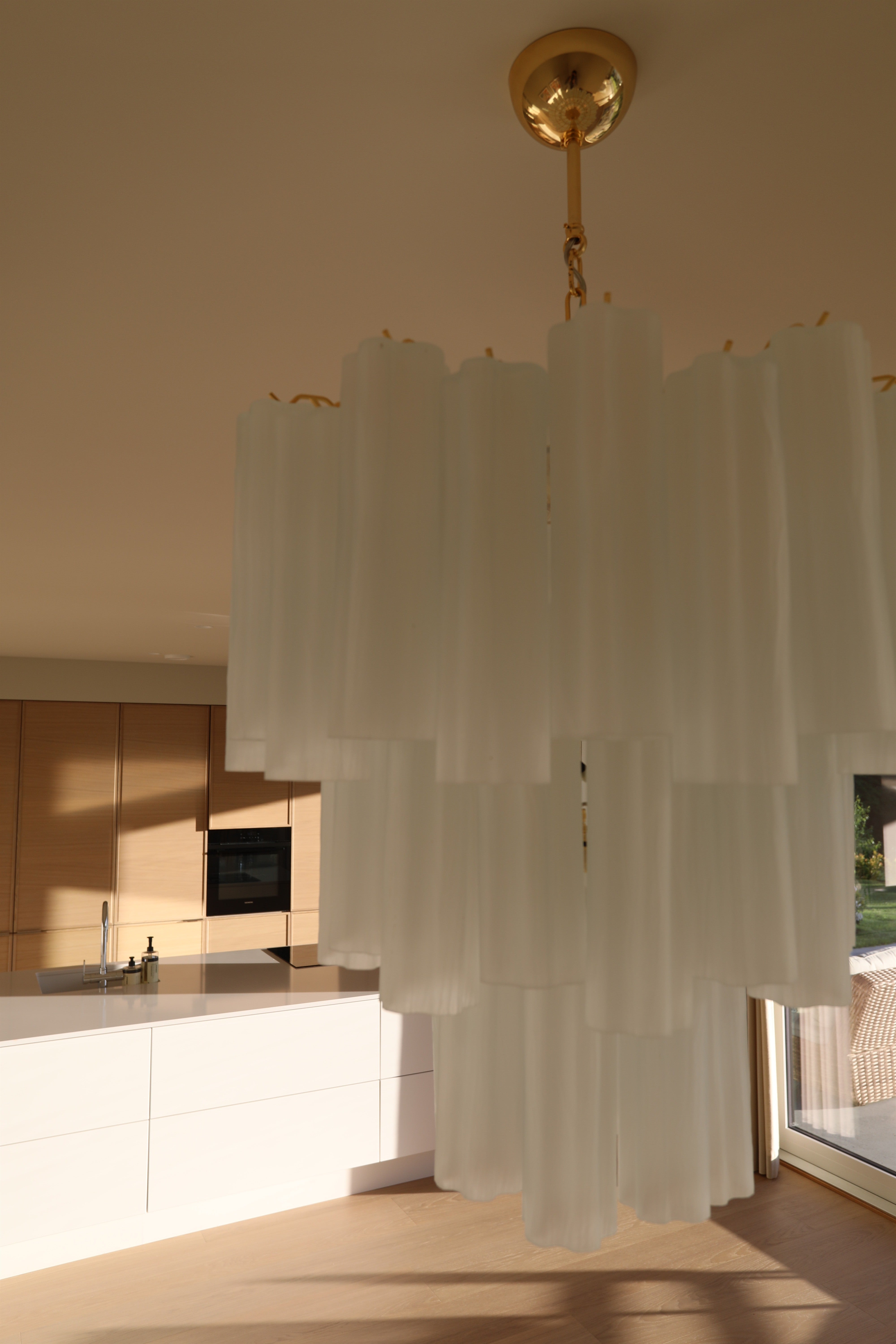 Murano Lysekrone | 48 Matt hvite Glassrør