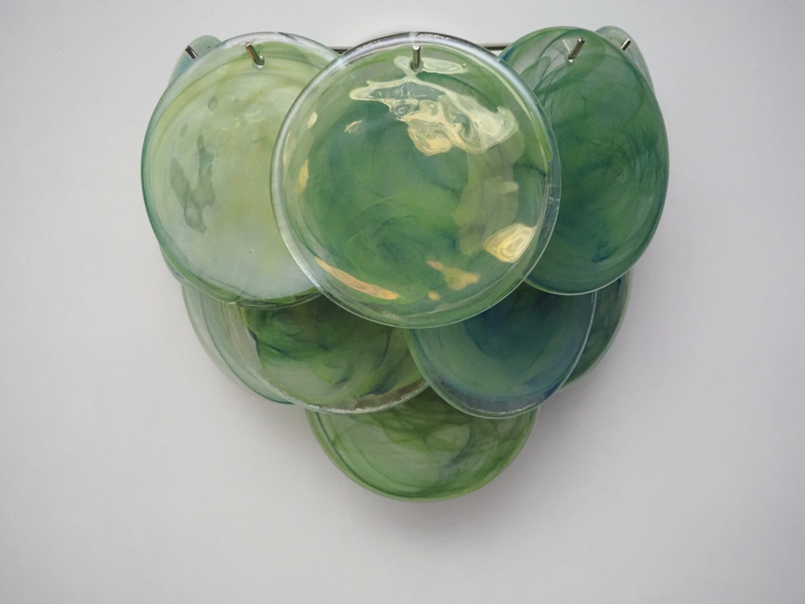 Murano Vegglampe – 10 Alabaster Grønne Diskglass – 2 stk – Murano Classics
