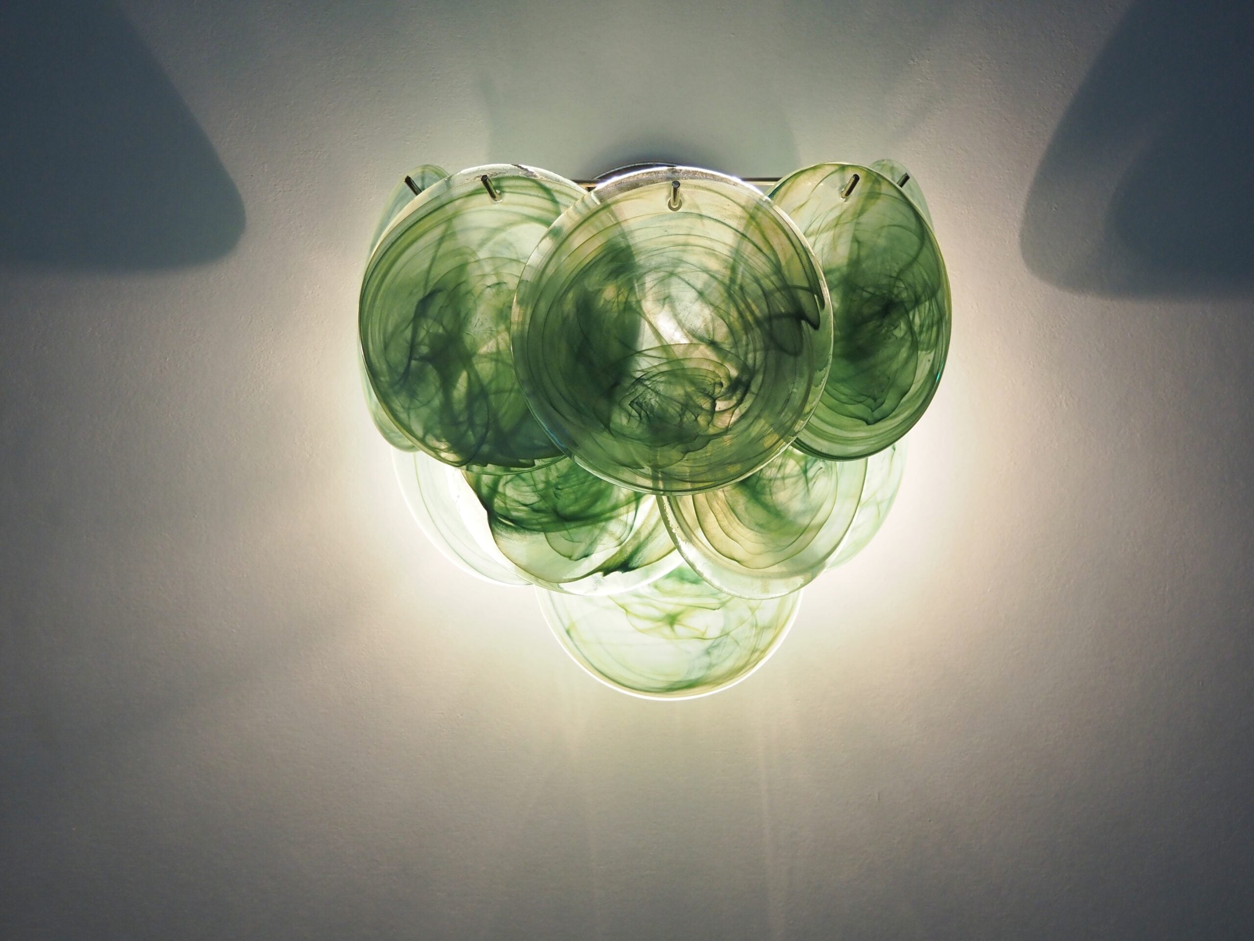 Murano Vegglampe – 10 Alabaster Grønne Diskglass – 2 stk – detalj 4 – Murano Classics