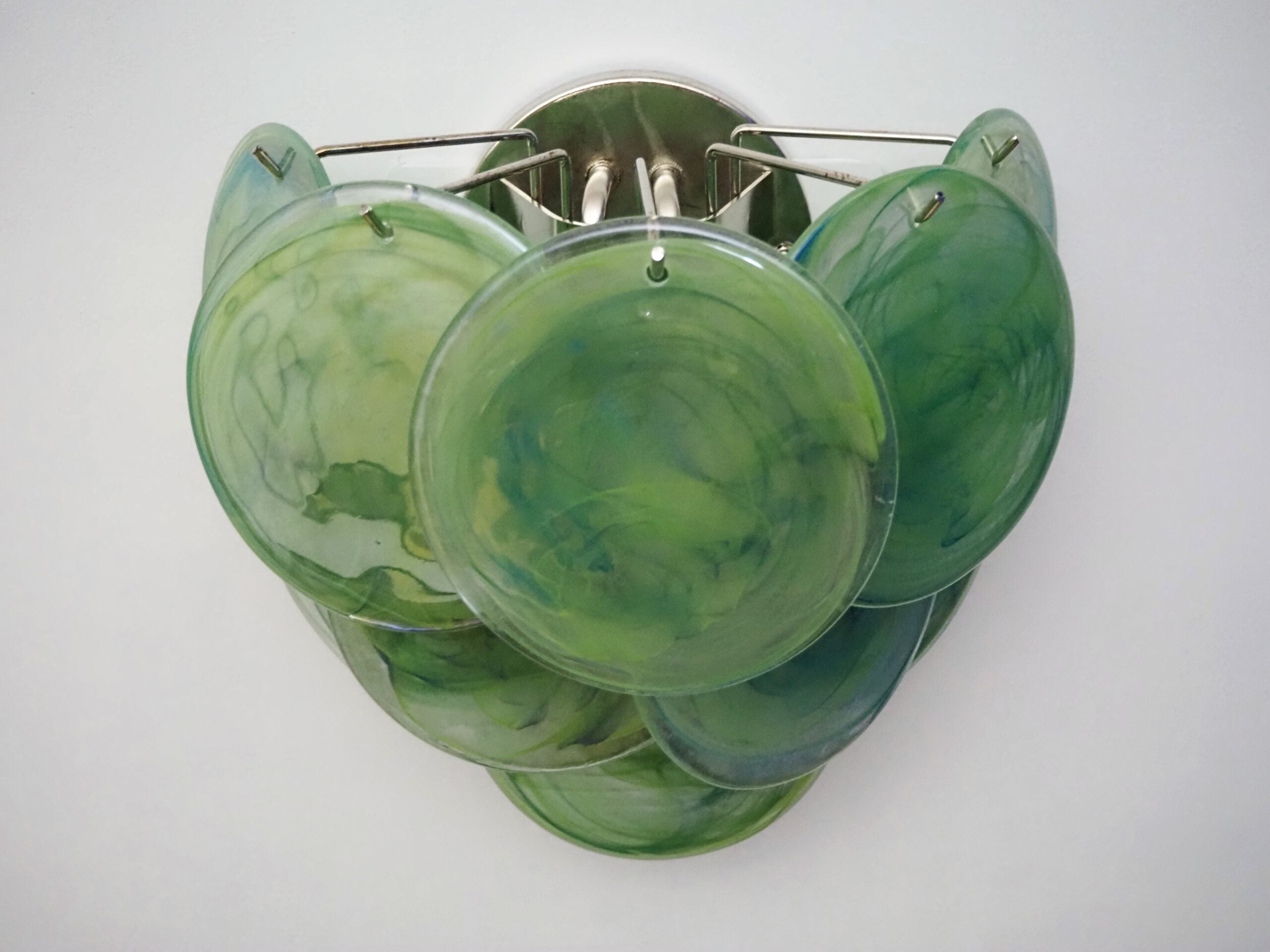 Murano Vegglampe – 10 Alabaster Grønne Diskglass – 2 stk – detalj 2 – Murano Classics