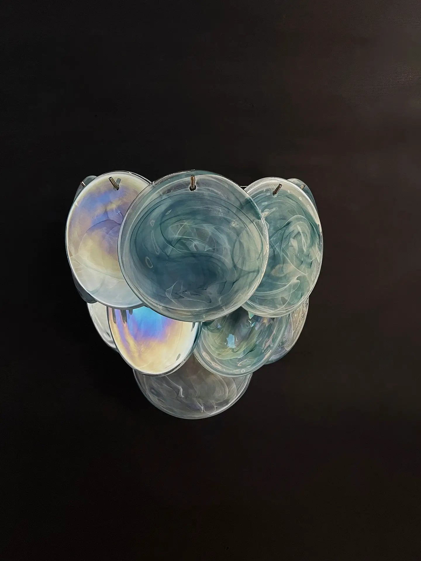 Murano Vegglampe – 10 Alabaster Blå Diskglass – 2 stk – Murano Classics