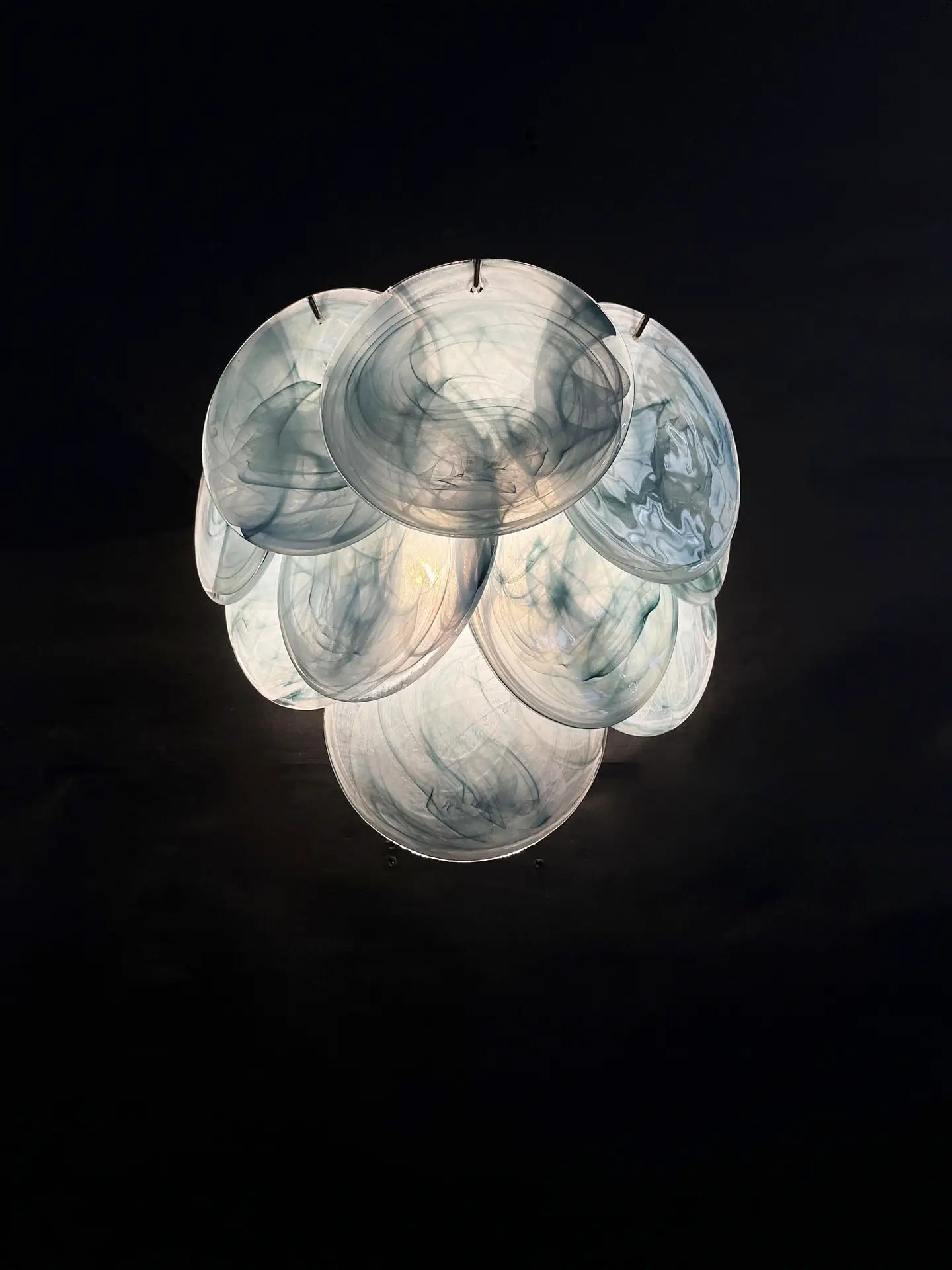 Murano Vegglampe – 10 Alabaster Blå Diskglass – 2 stk – detalj 1 – Murano Classics