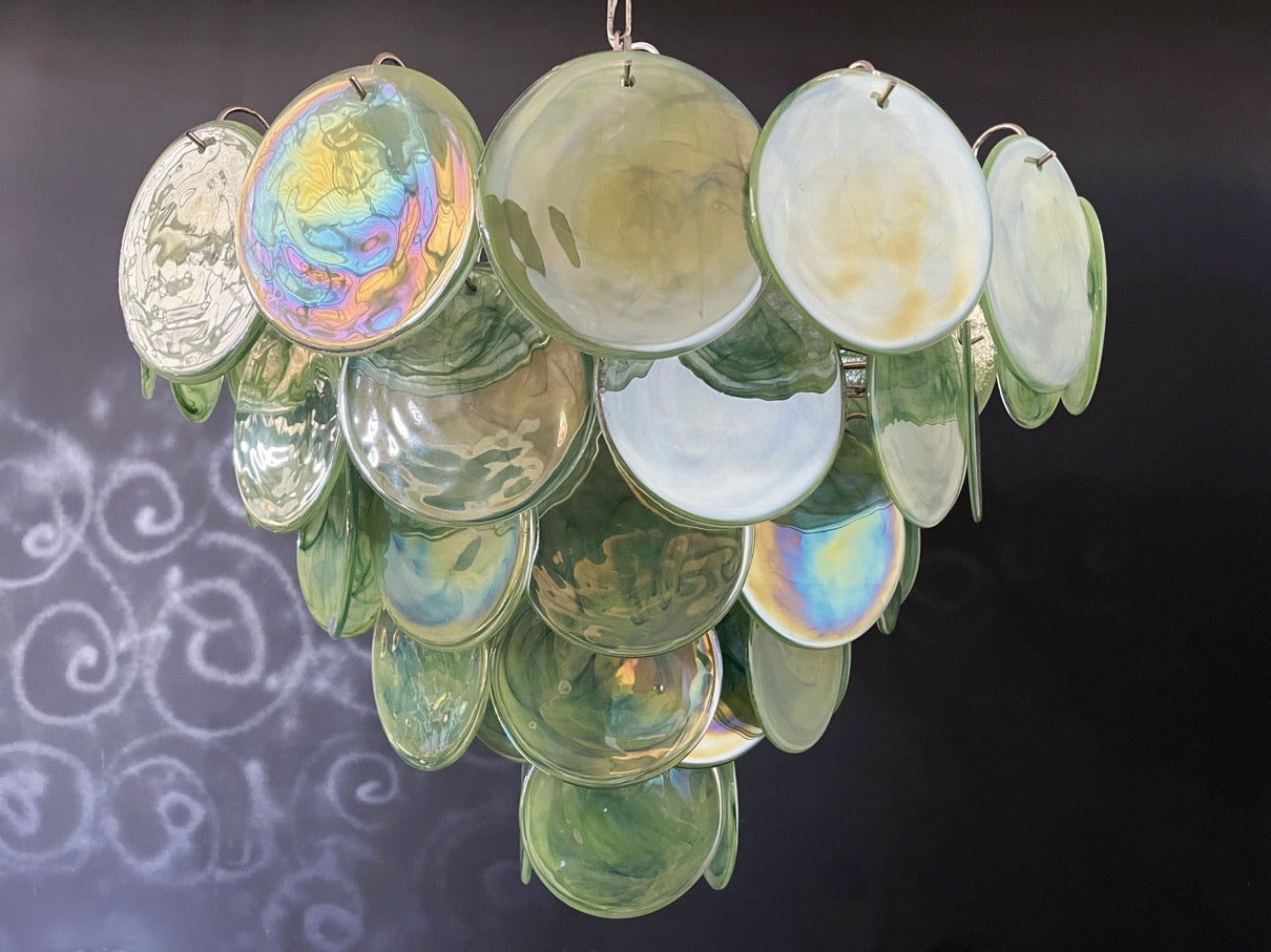 Murano Lysekrone – 57 Grønne Glassdisker – detalj 2 – Murano Classics