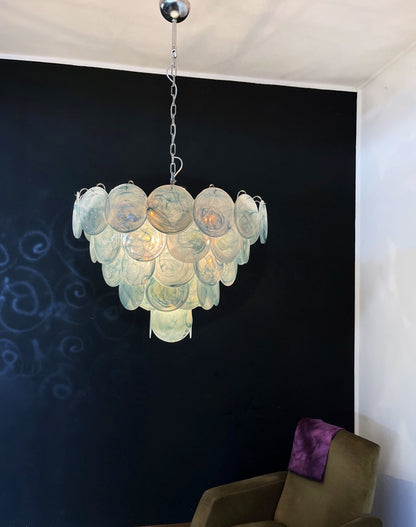 Murano Lysekrone | 57 Blå Iris Diskglass